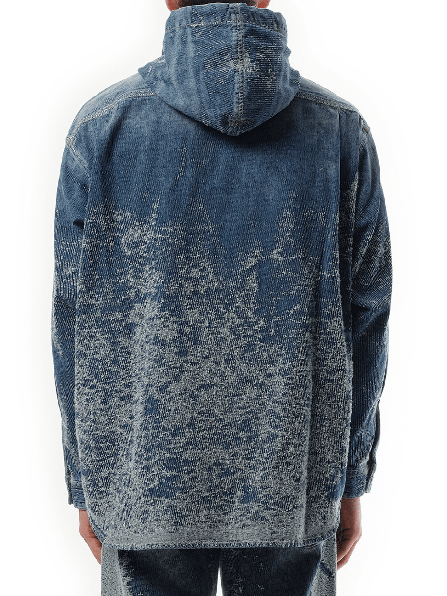 Diesel D-Dewnys Hooded Corduroy Shirt in Blue