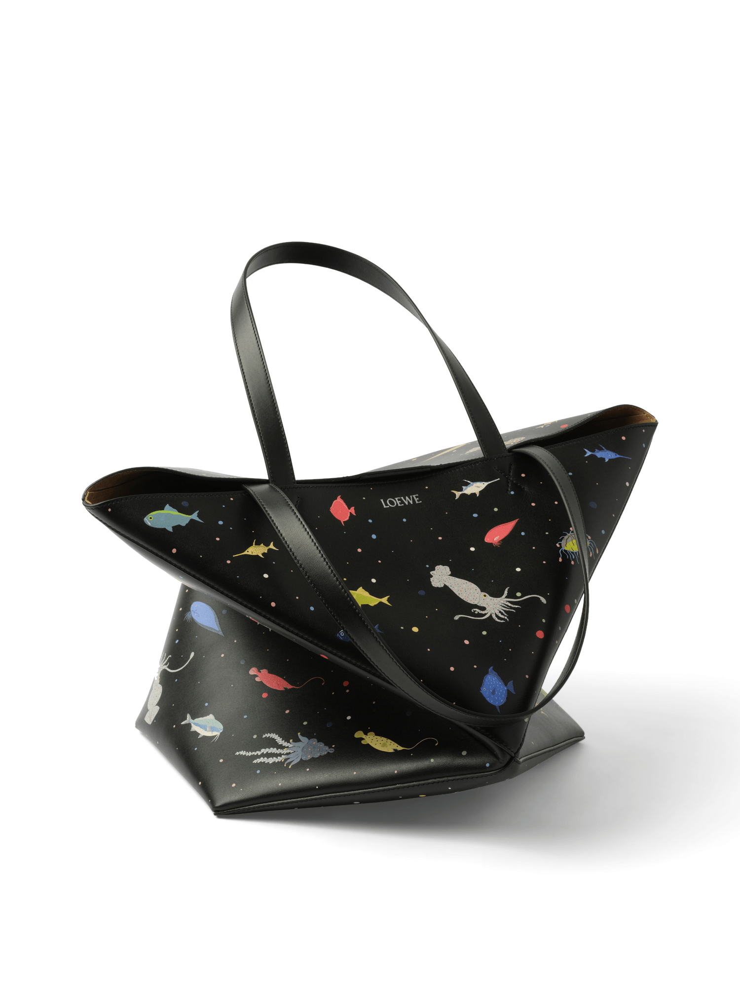 Loewe Suna Fujita Deep Sea Puzzle Fold Tote XL in Black