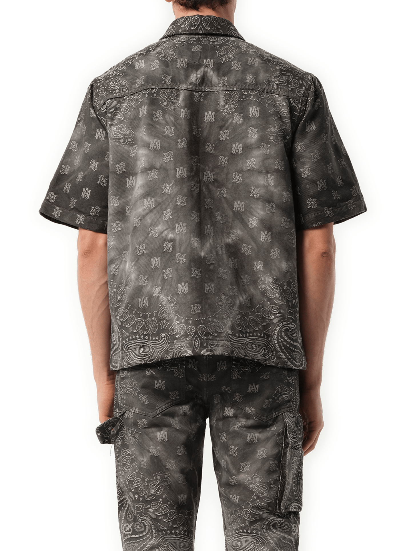 Tie Dye Bandana S/S Shirt in Dark Grey