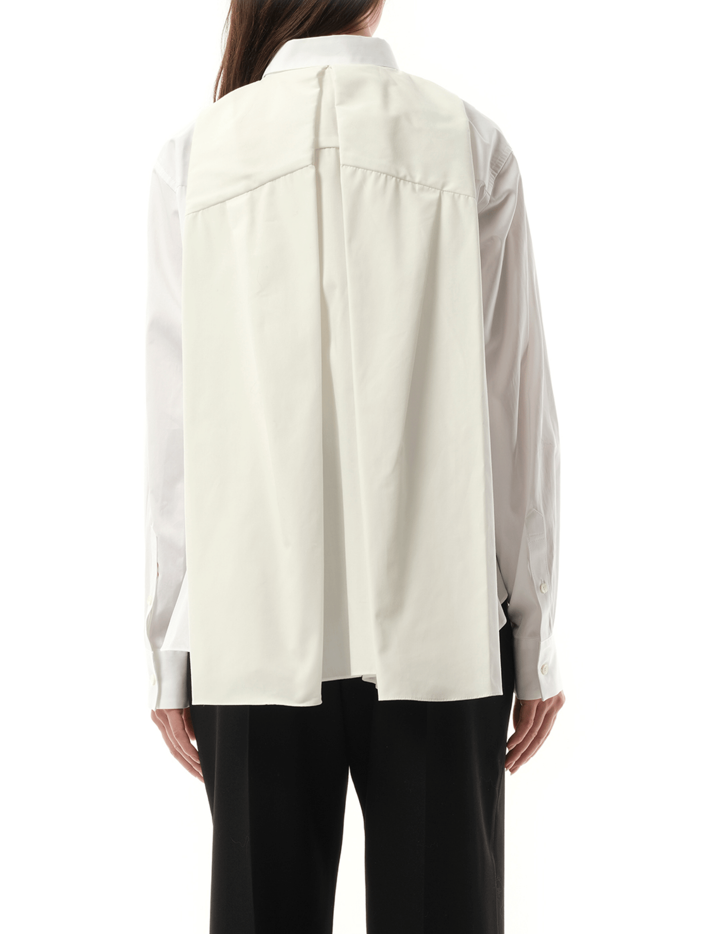 Cotton Poplin Layered Shirt in Off White