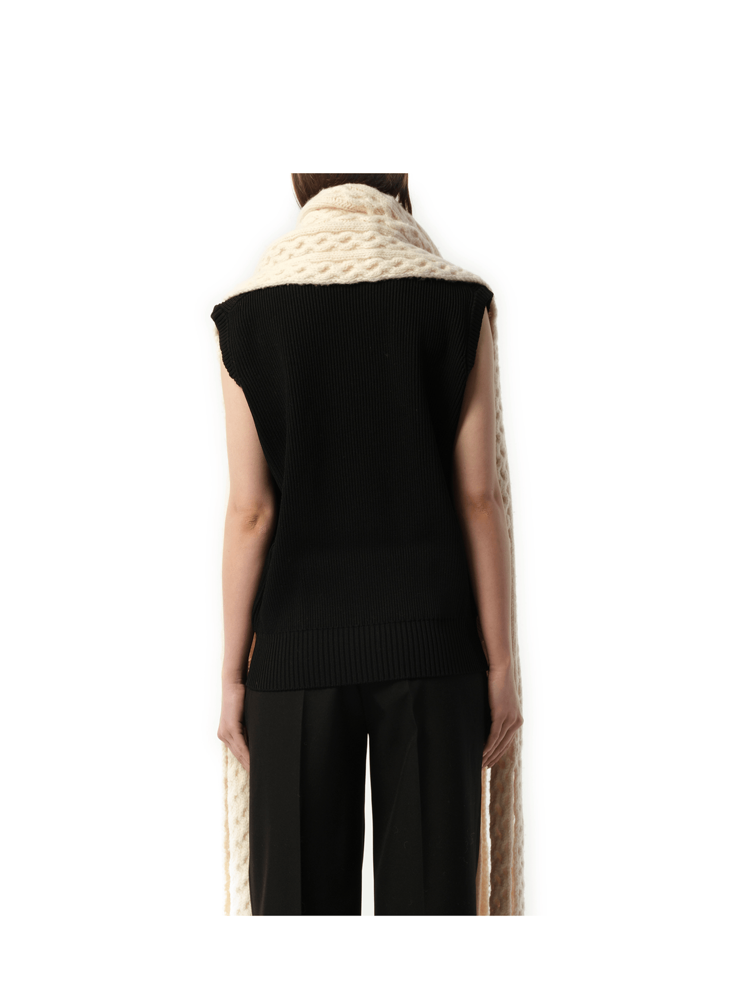 Long Knitted Scarf in Beige