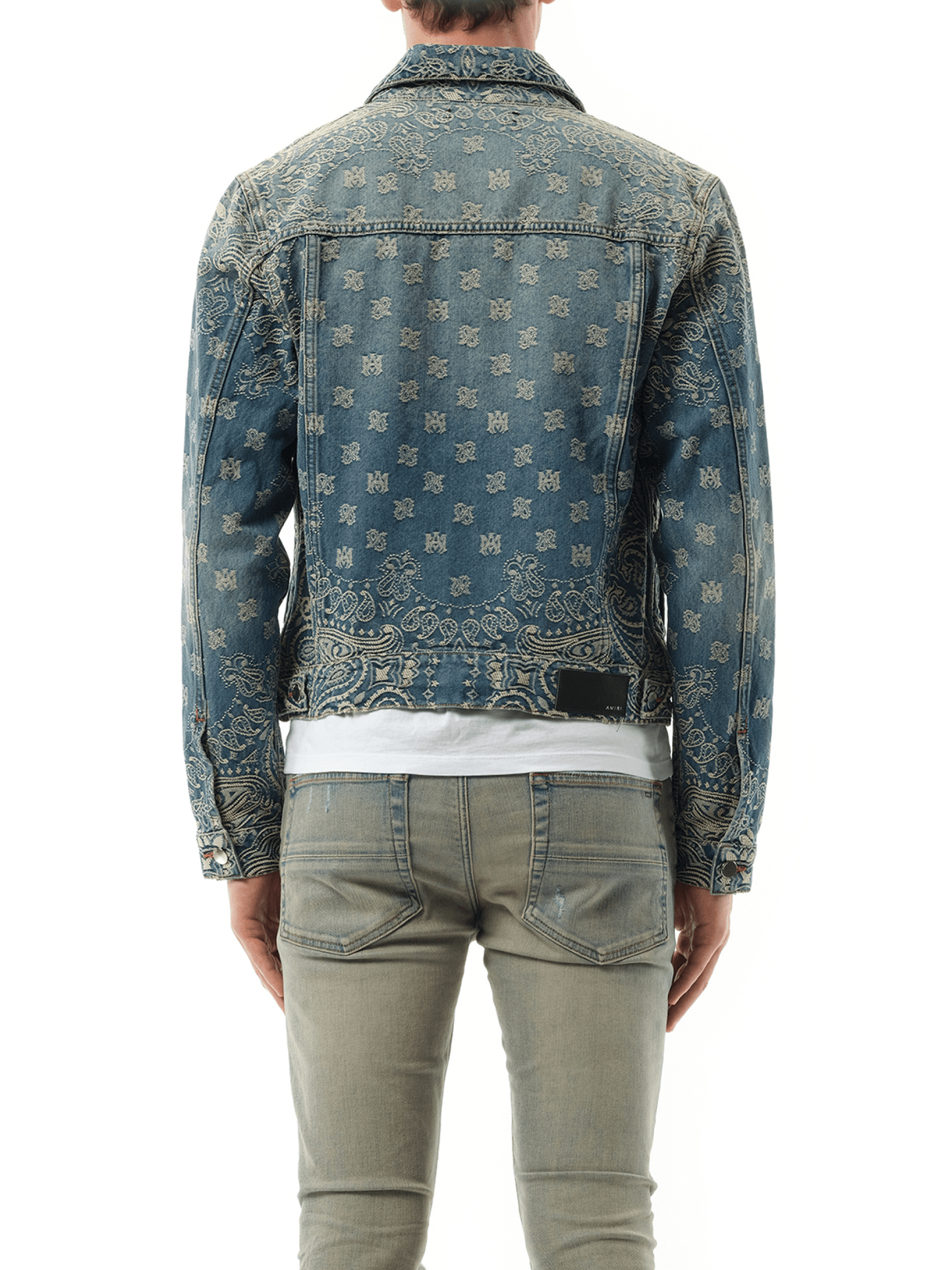 Amiri Bandana Jacquard MA Trucker Jacket in Dark Indigo