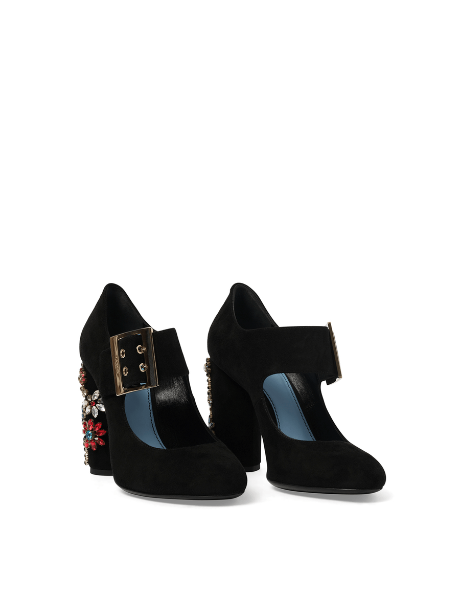 Emb Mary Jane Pump in Black Front View | LANVIN