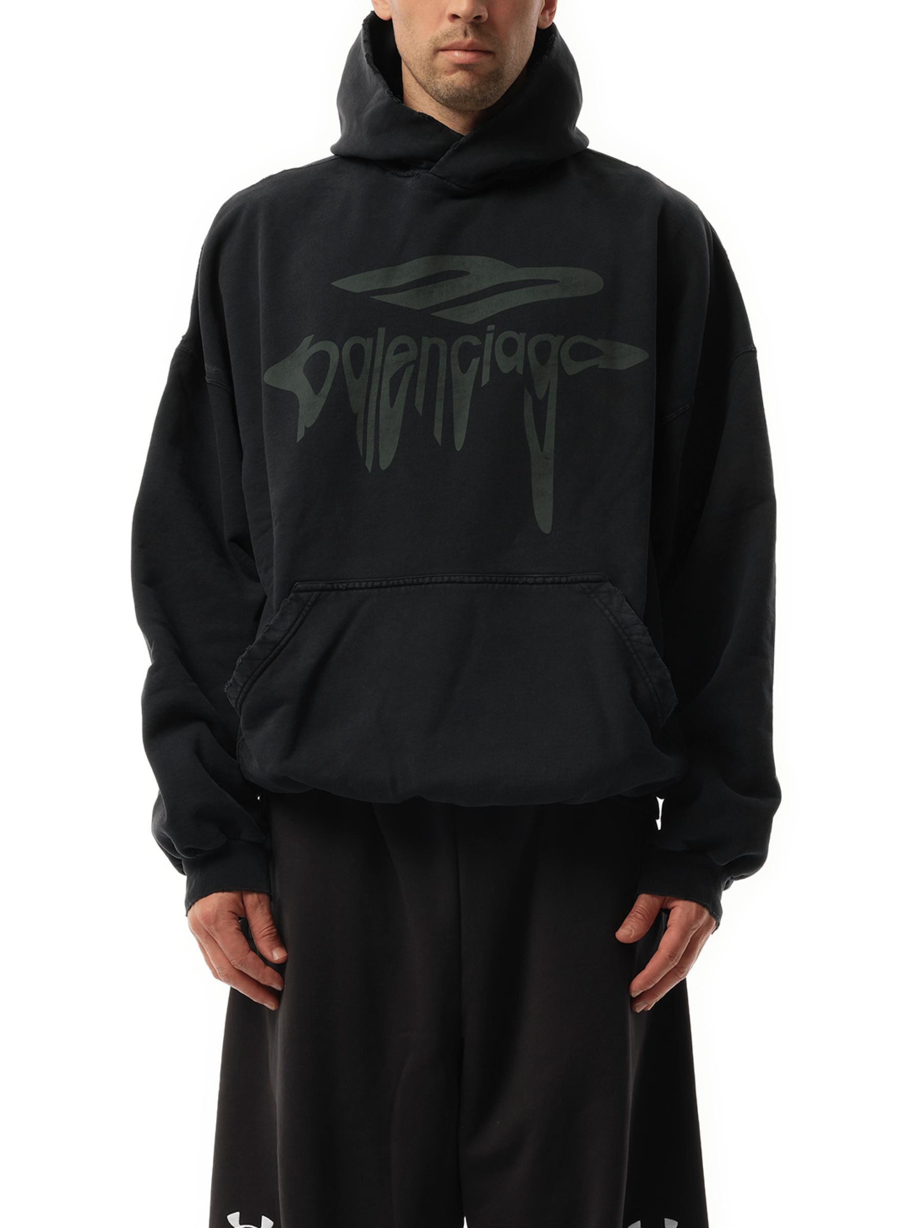 BALENCIAGA Liquified 3B Large Fit Hoodie in Black | MARAIS BALENCIAGA Liquified 3B Large Fit Hoodie in Black | MARAIS