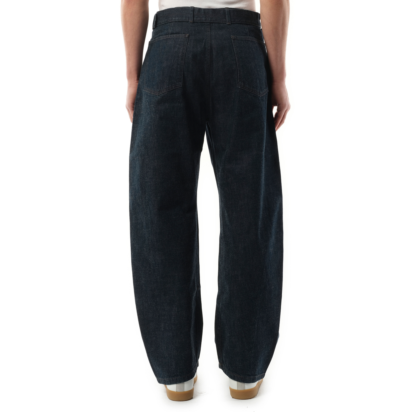 Twisted Belted Denim Pants in Denim Indigo