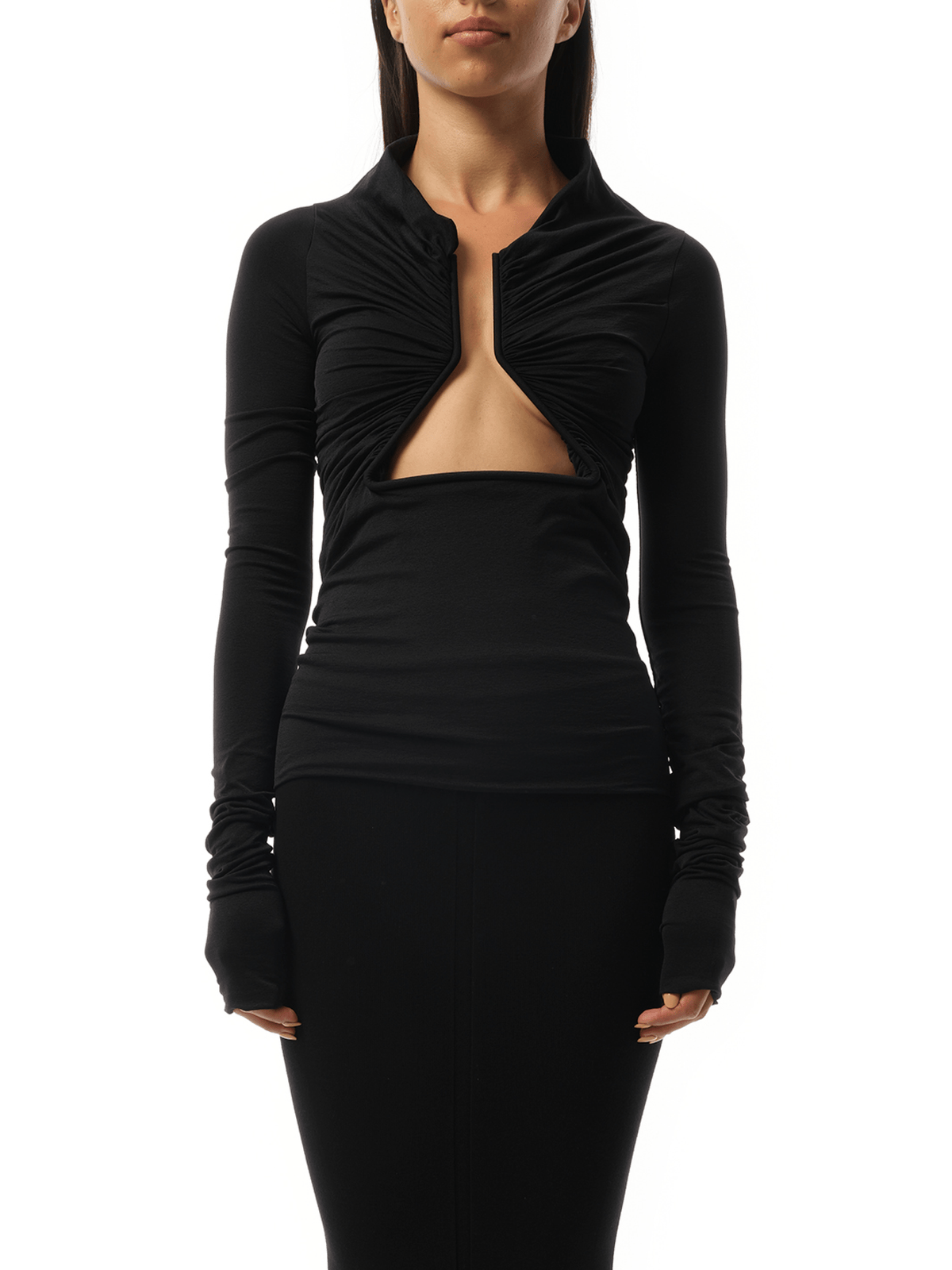 Rick Owens Jersey Long Sleeve Prong in Black