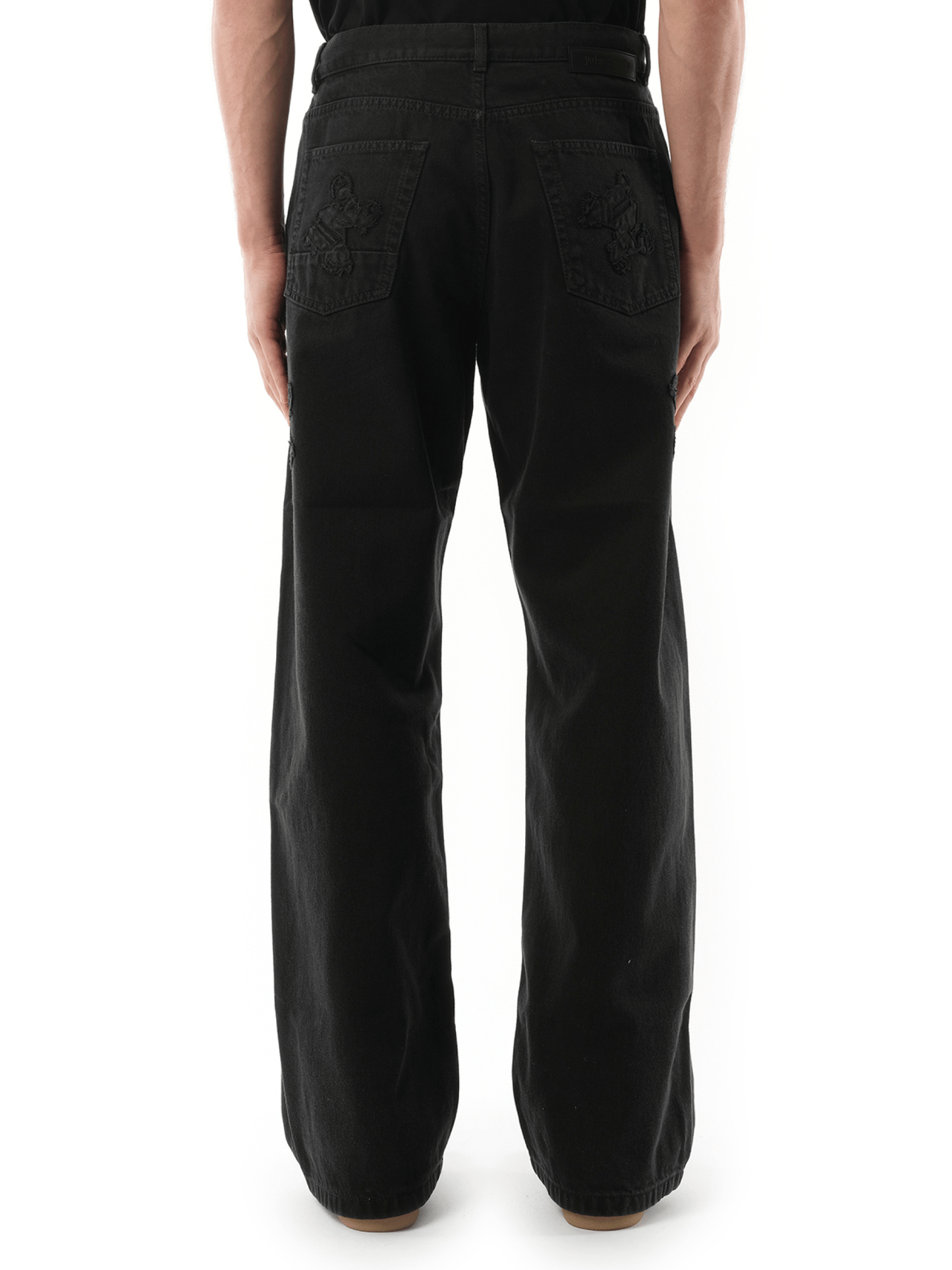 Monogram Loose Denim Pants in Black/Black