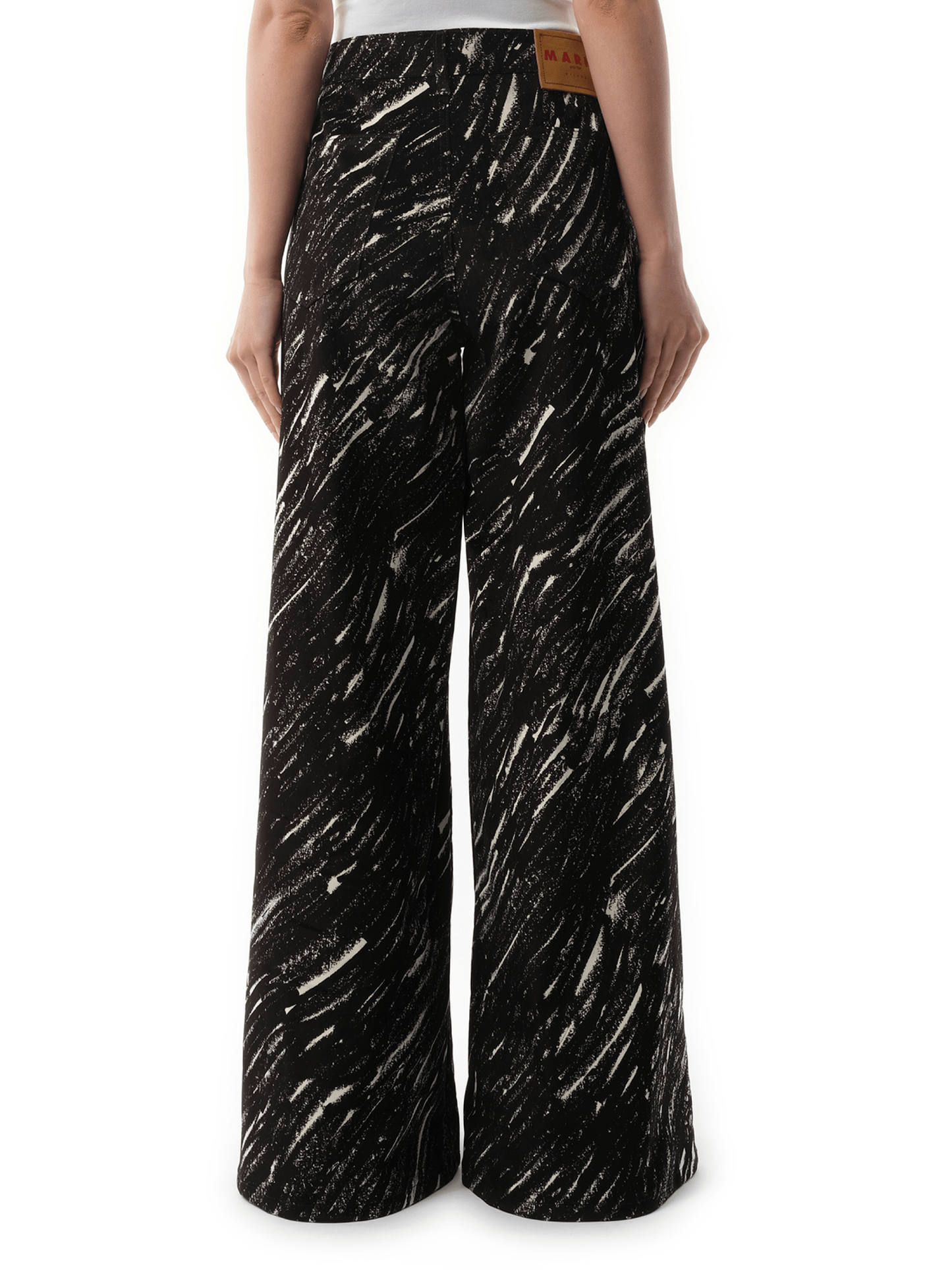 Crayon Flock Stretch Denim Pants in Black