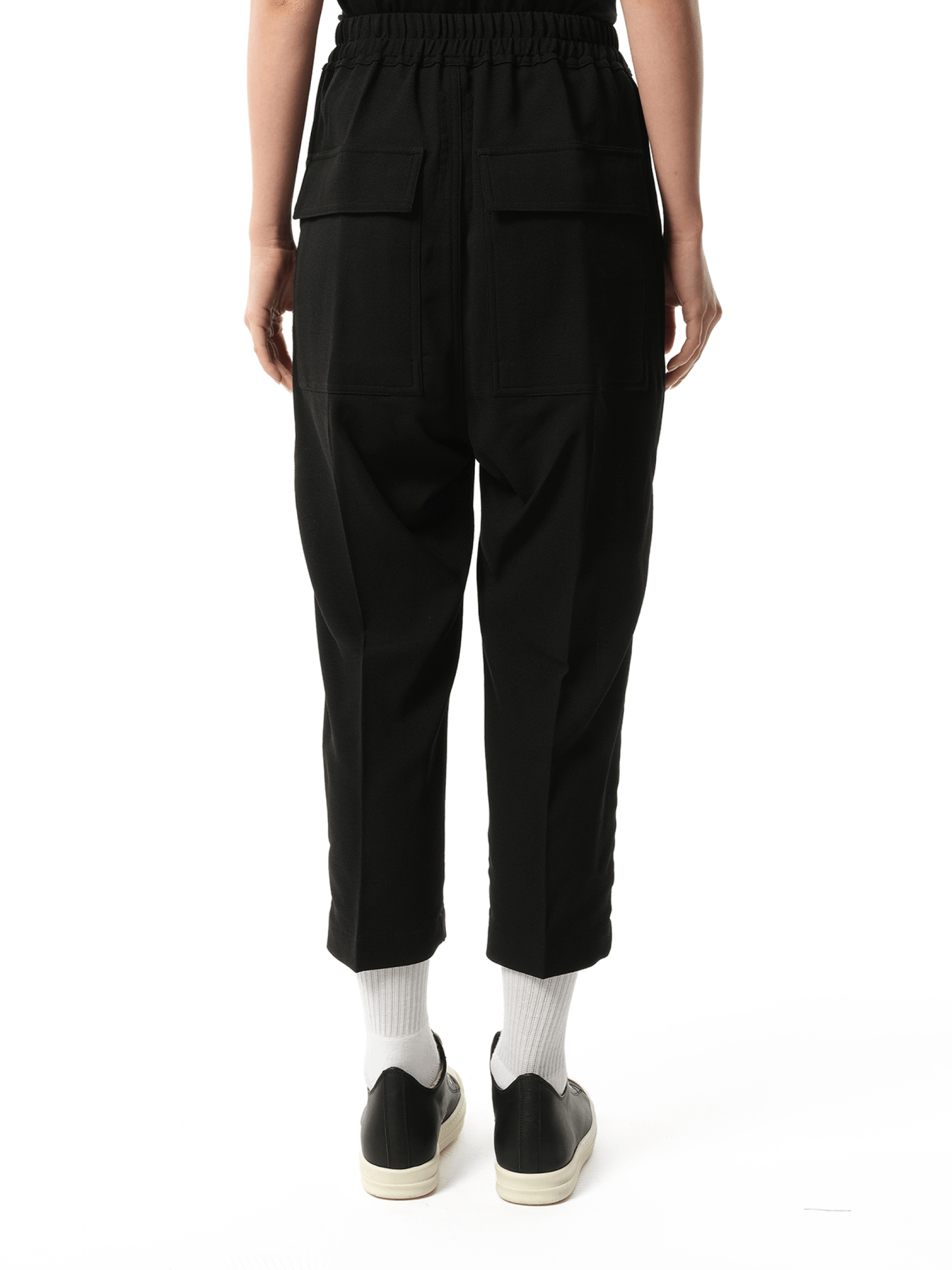 Wool Cropped Drawstring Astaires Pants in Black