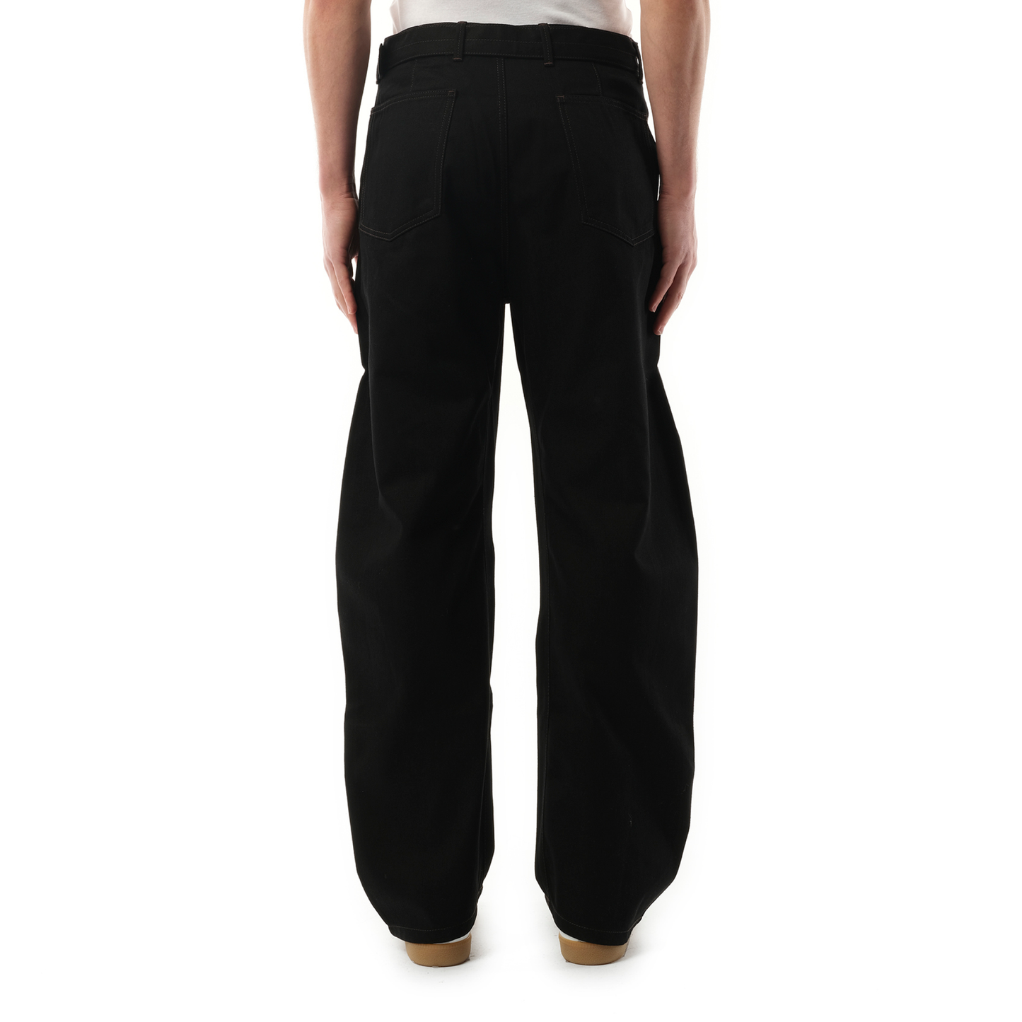 Twisted Belted Cotton Pants in Black