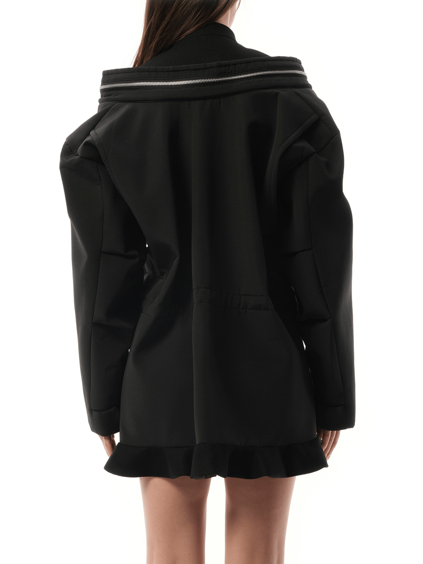 Grosgrain Bonding x Wool Melton Dress in Black