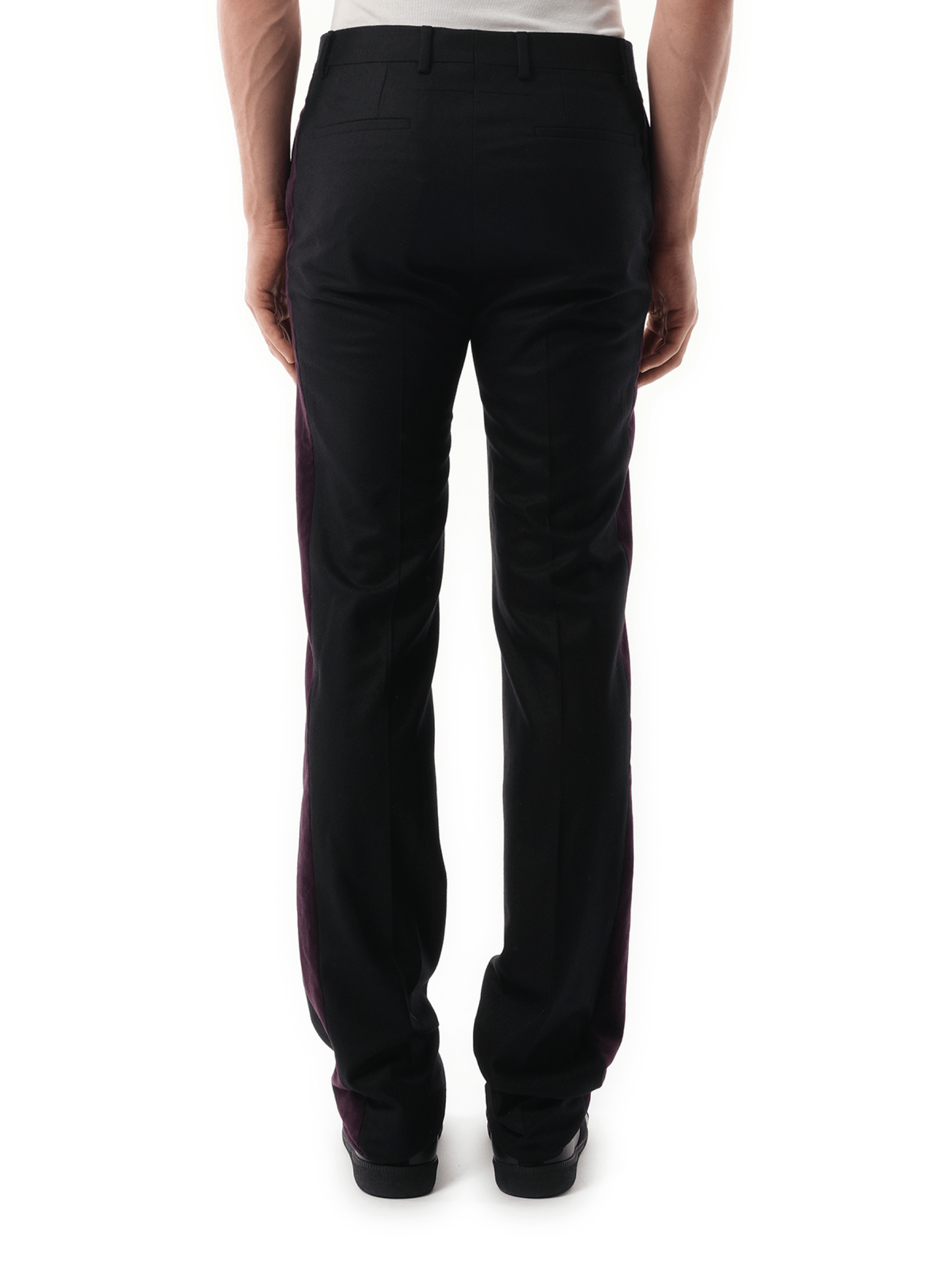 Trousers in Black with Purple Stripe