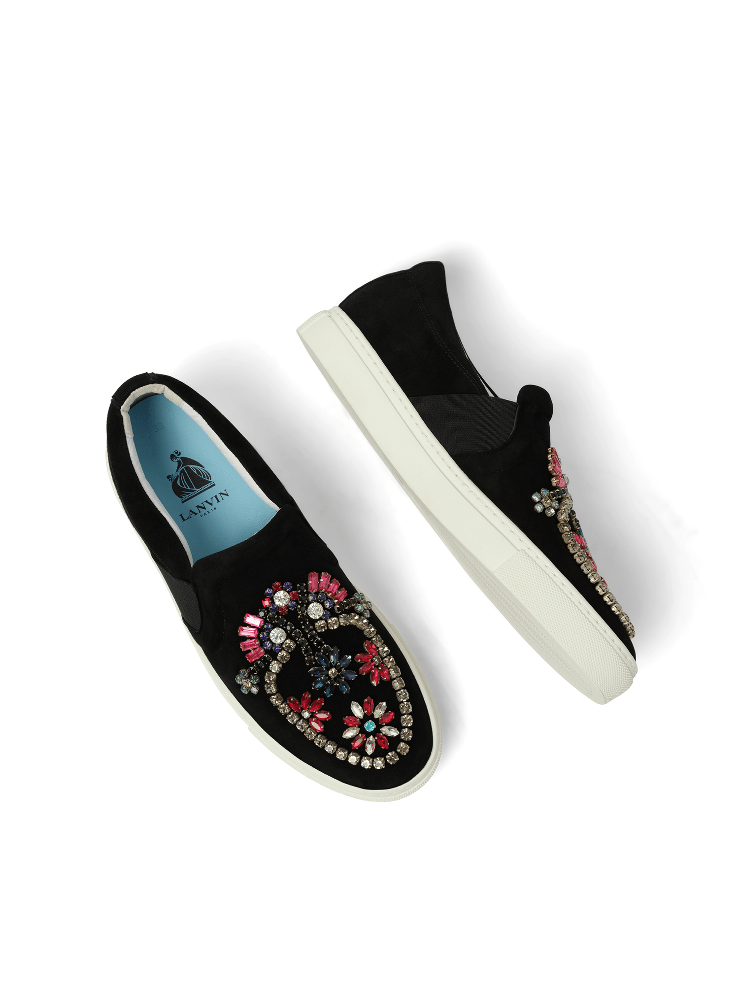 Emb Slip On Sneaker in Black Top View | LANVIN