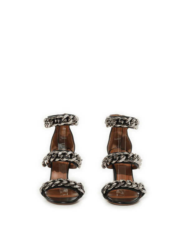 3 Chains Sandals in Black Front View | GIVENCHY