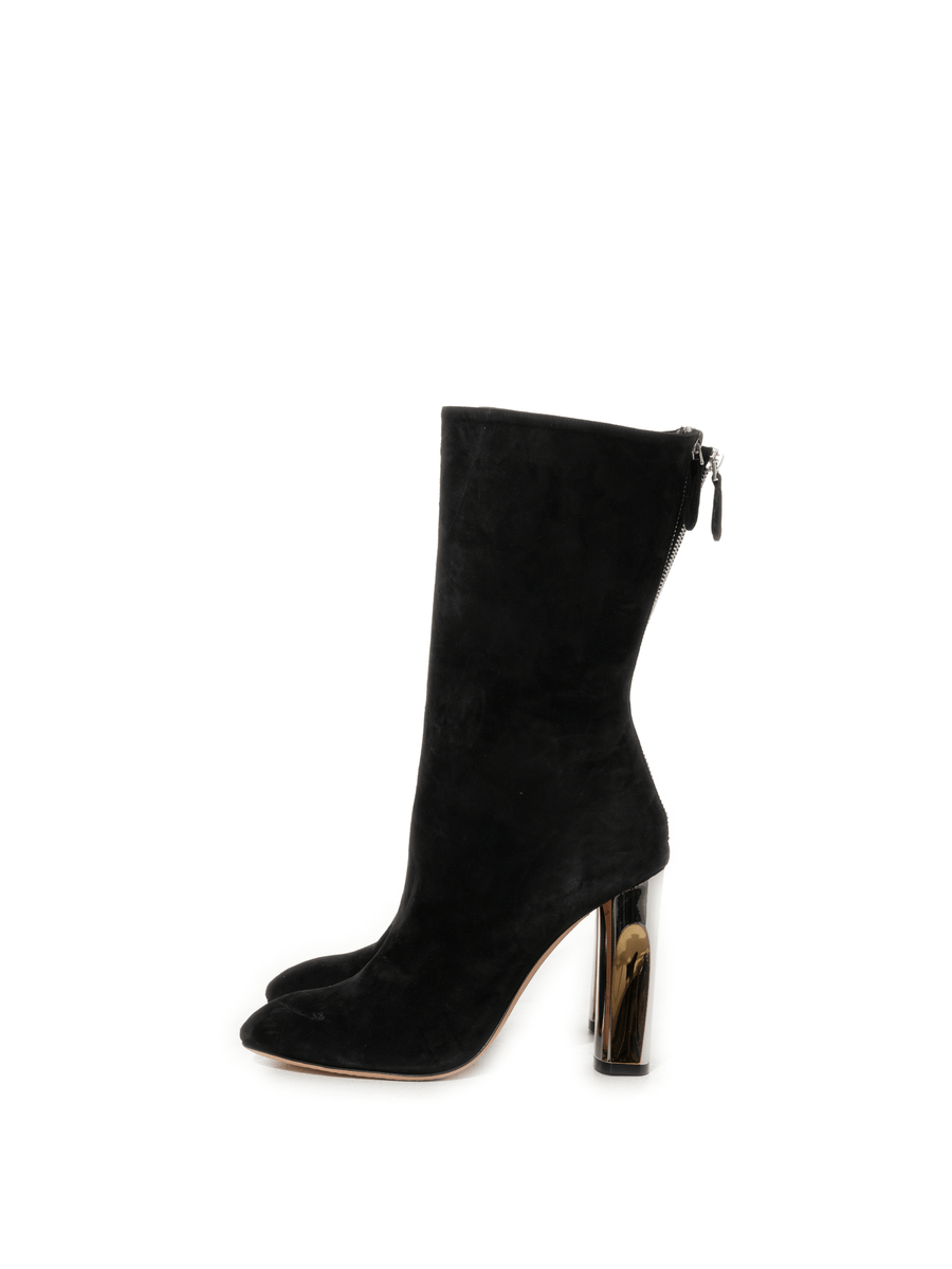 Suede Boots in Black Side View | ALEXANDER MCQUEEN