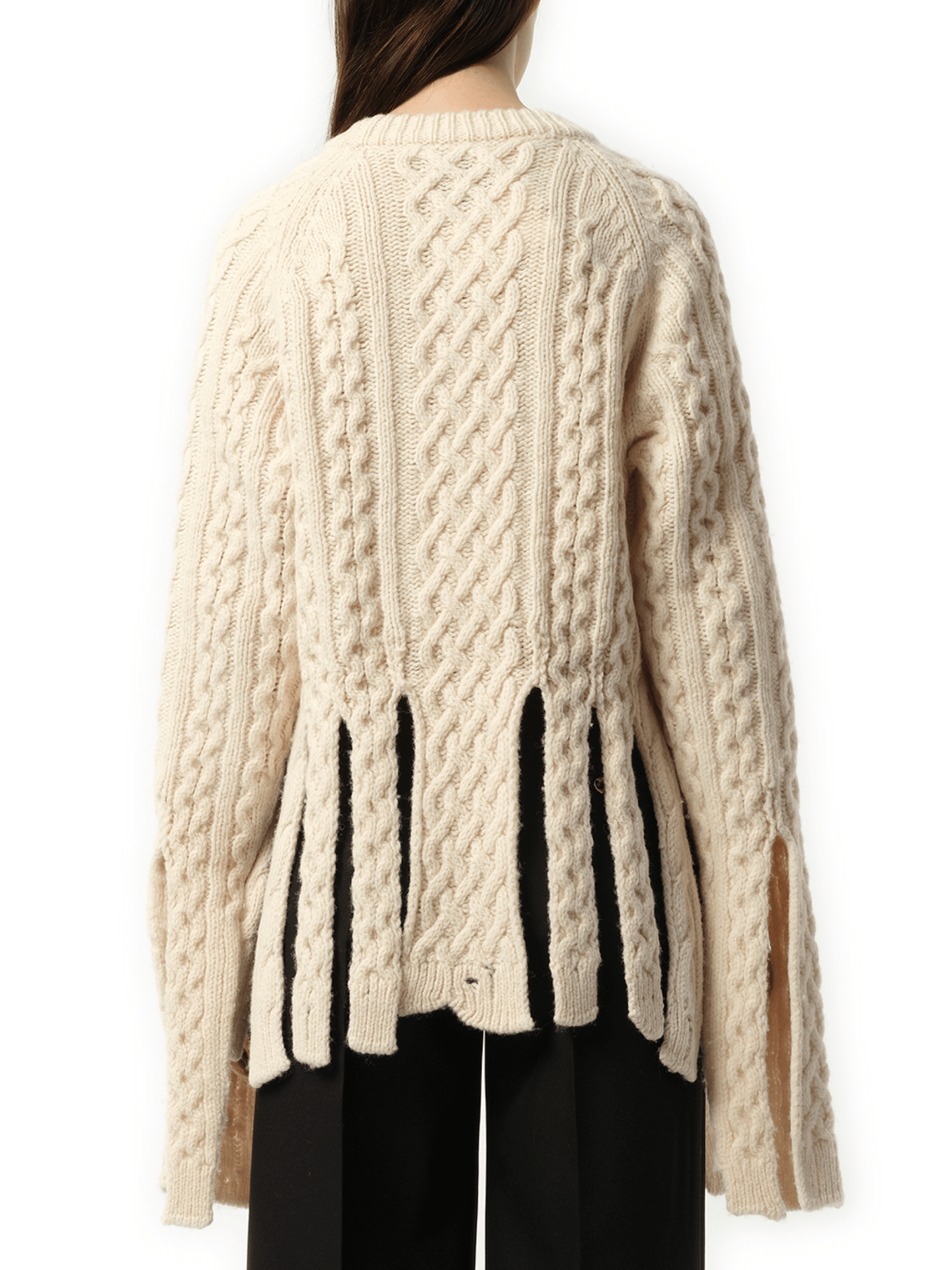 Shredded Knit Sweater in Beige