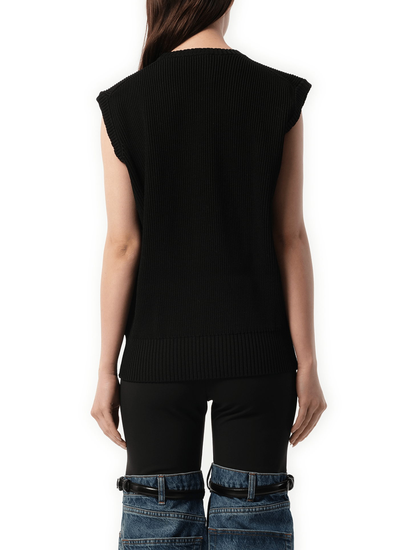 Knitted Sleeveless Top in Black