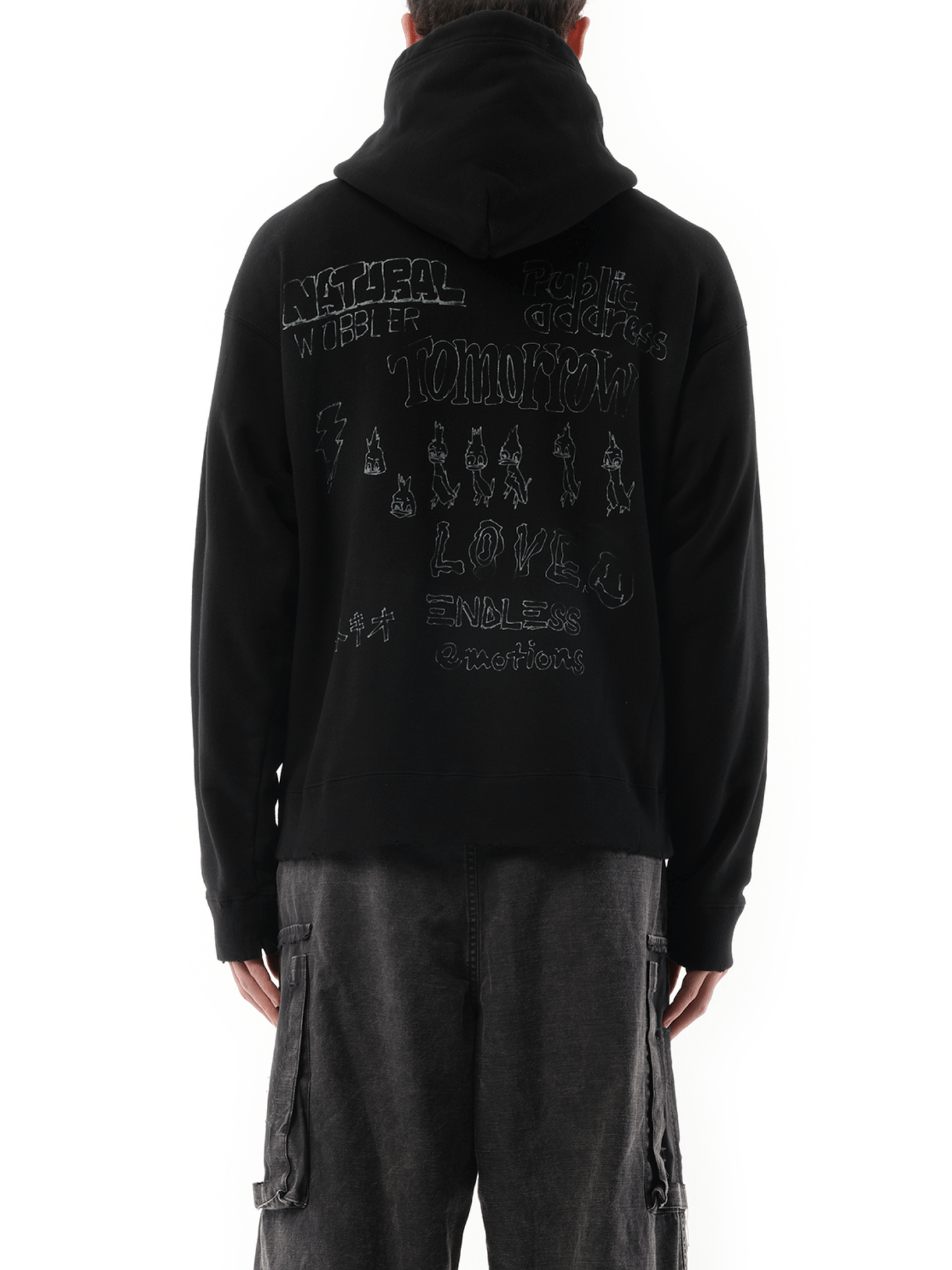 Distressed Hoodie in Black