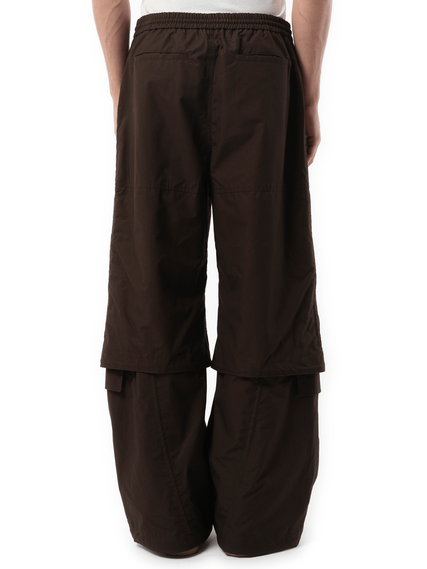 Brushed Cotton Puckered Pants in Brown