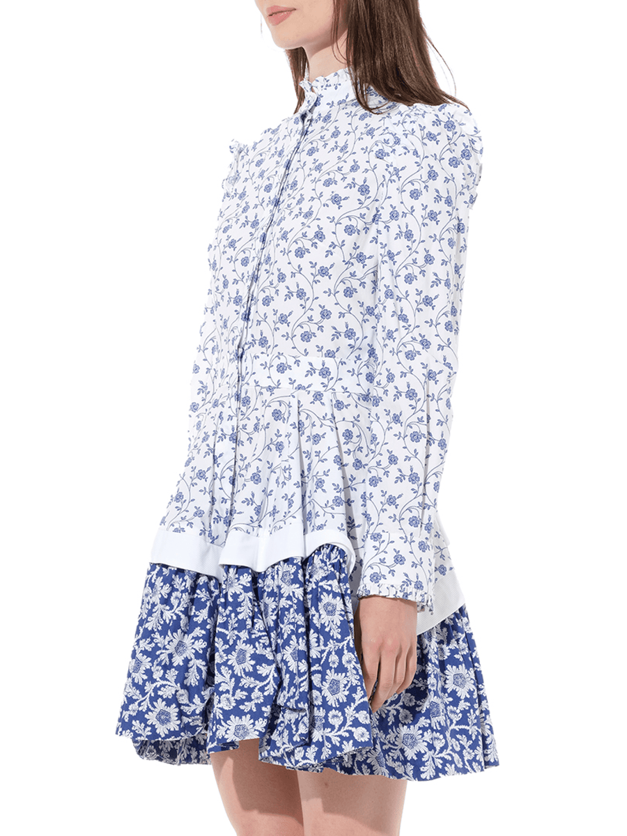 Victorian Floral Mini Dress in White
