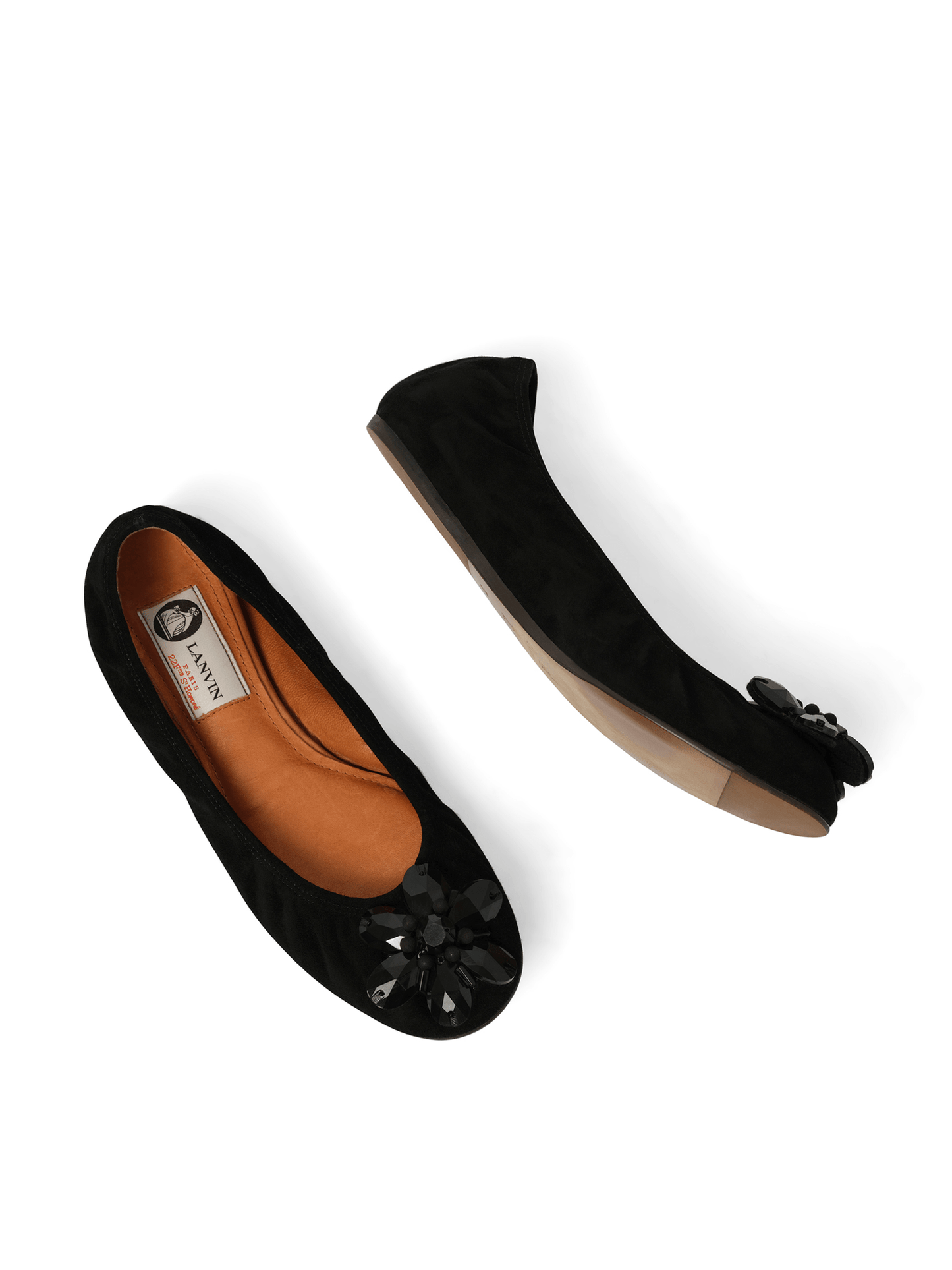 Embroided Flat Shoes in Black