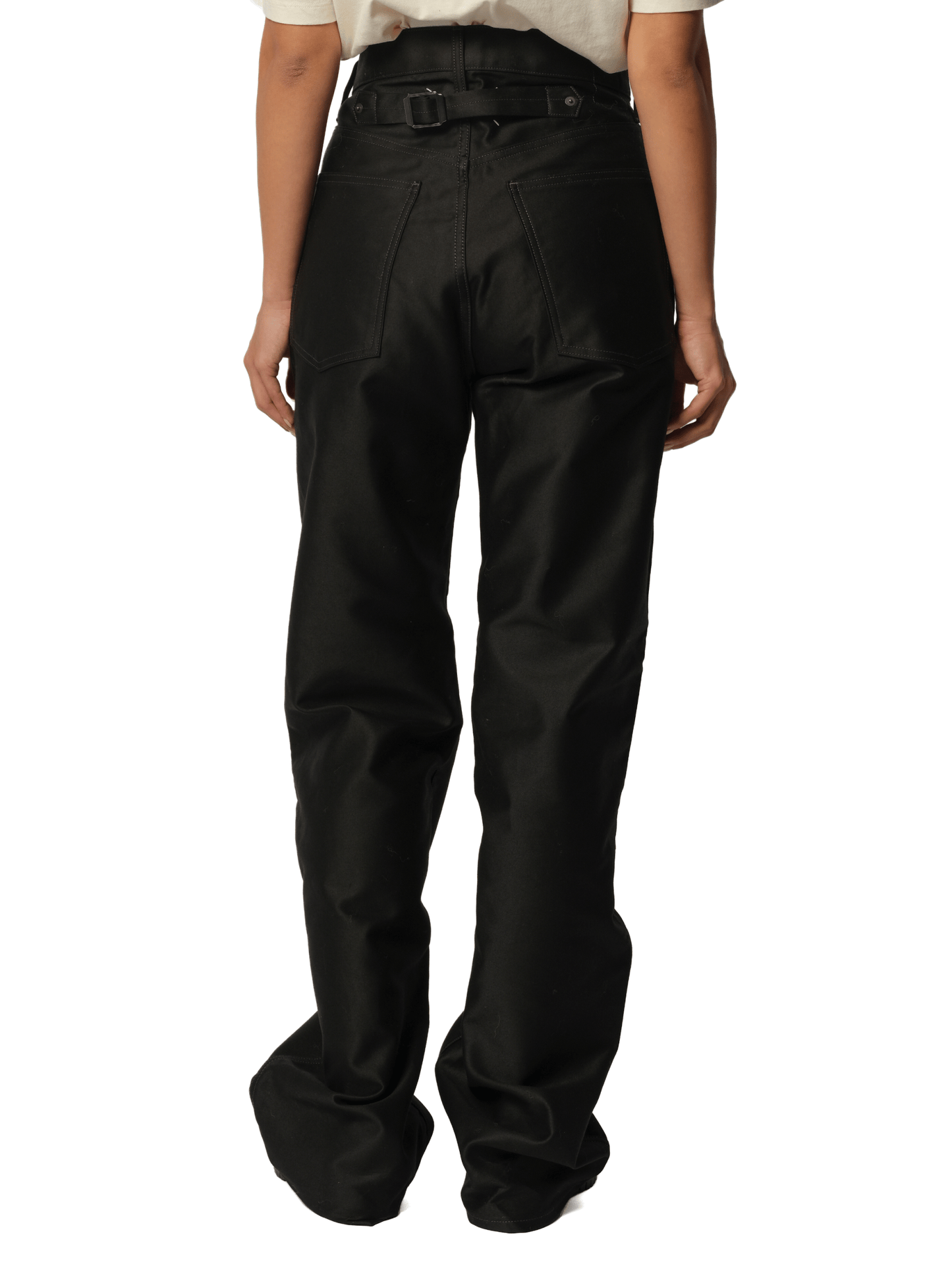 Cotton Satin 5 Pocket Pants in Black
