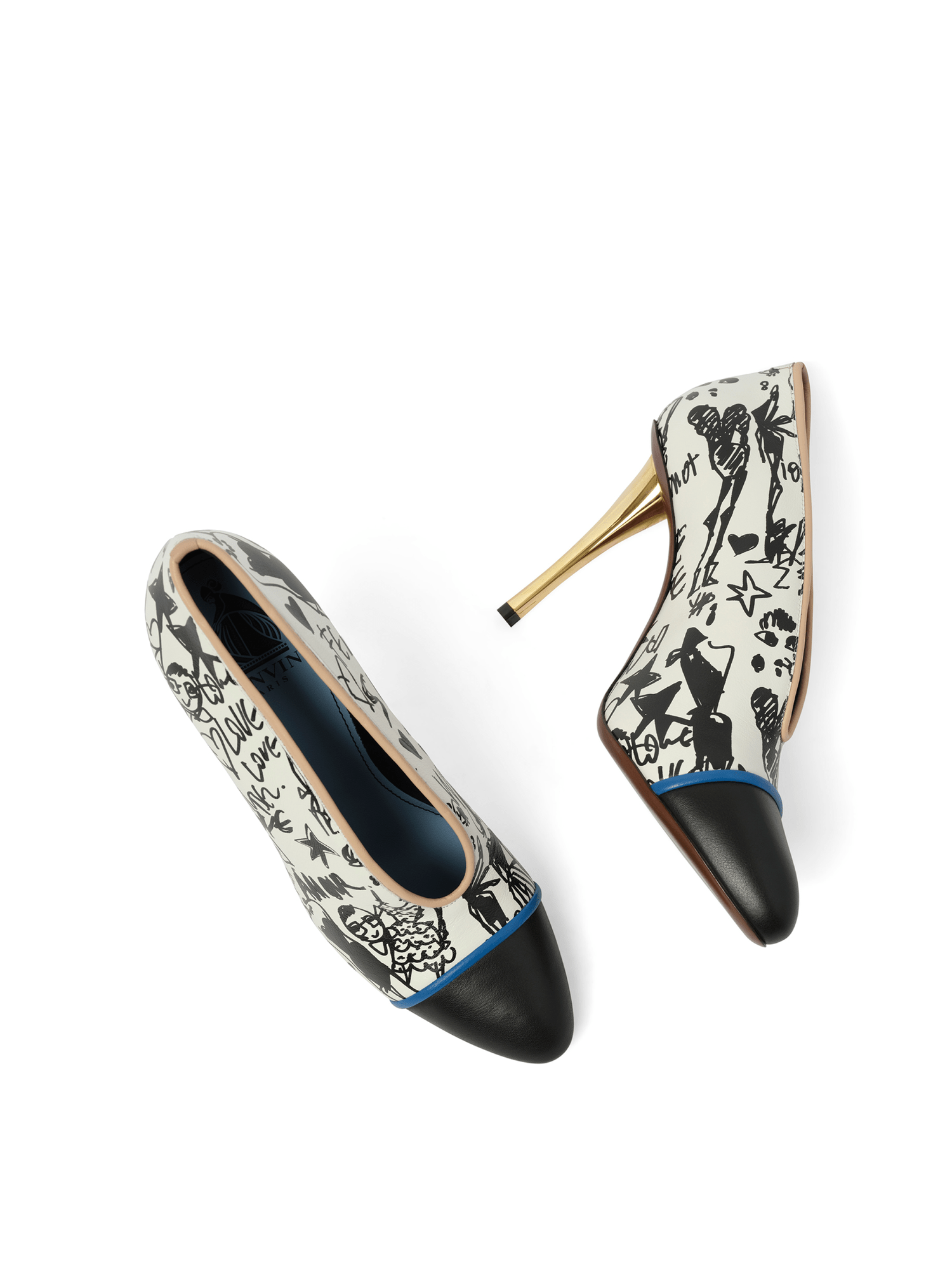 Print V Neck Pump in Multicolor Top View | LANVIN