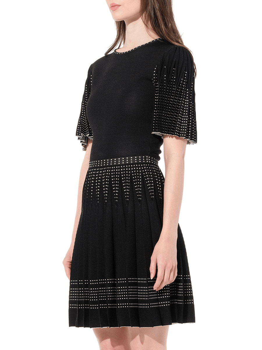 Knit Jacquard Dress in Black/White
