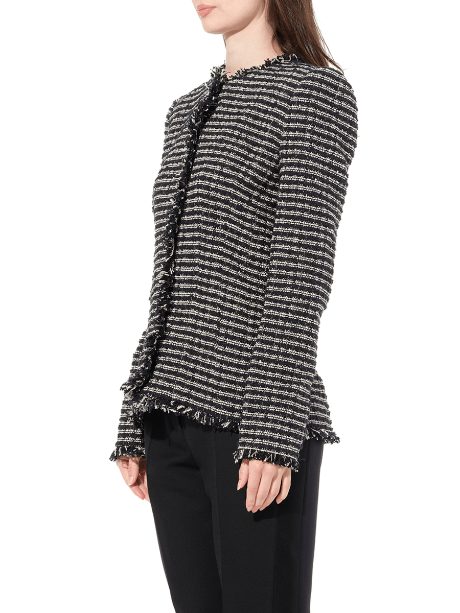 Boucle Tweed Jacket in Black/Ivory