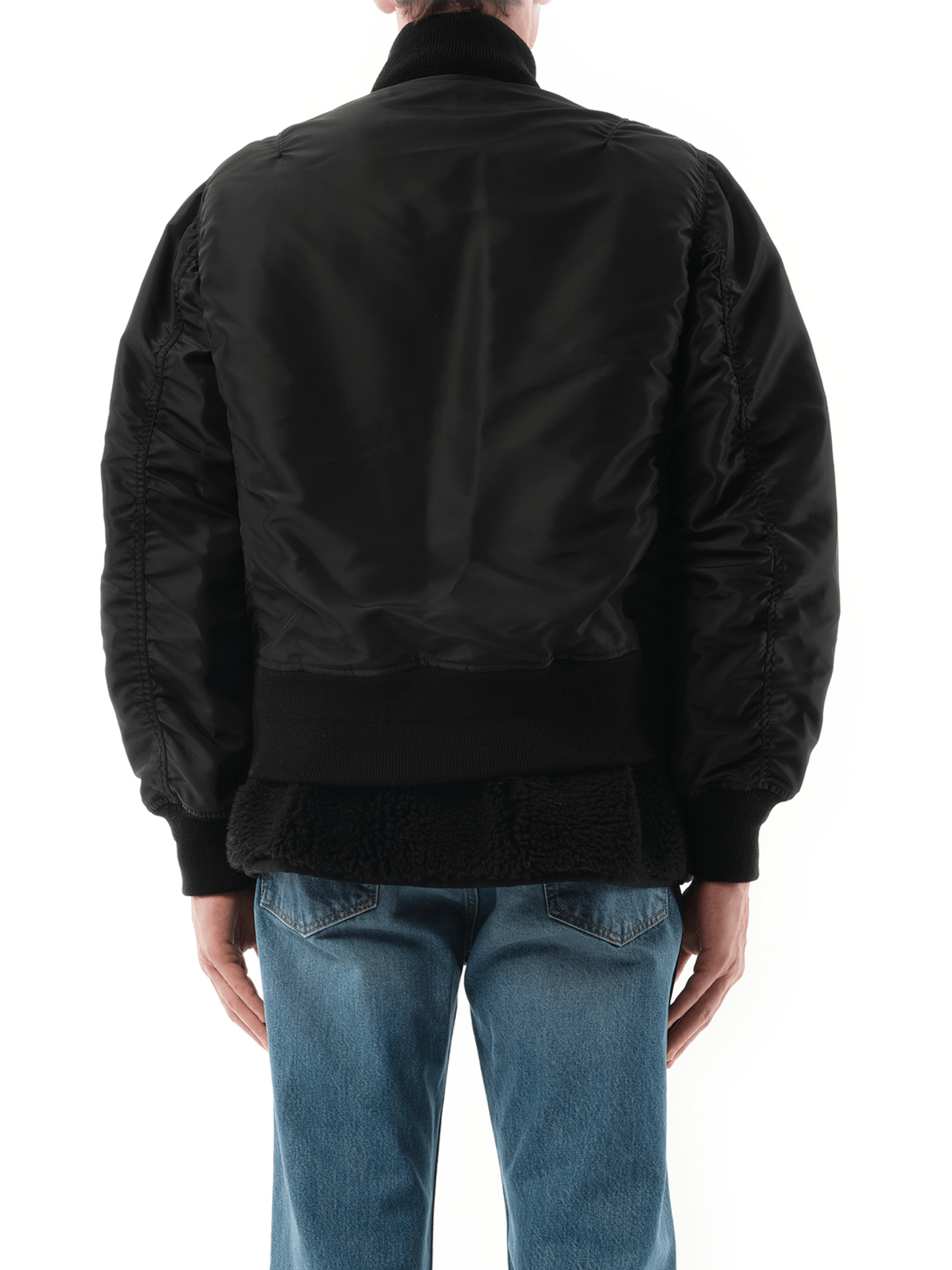 Nylon Twill Shearling Blouson in Black