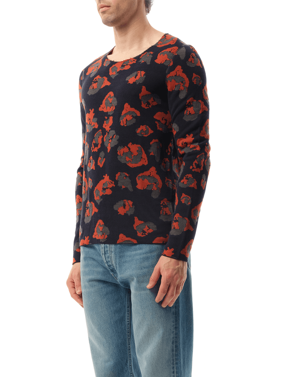 Leopard Jacq Raw Sweatshirter in Navy