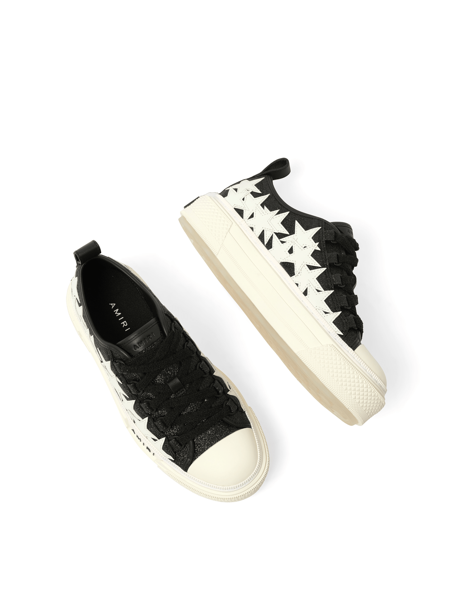 Amiri Glitter Stars Court Low Sneaker in Black