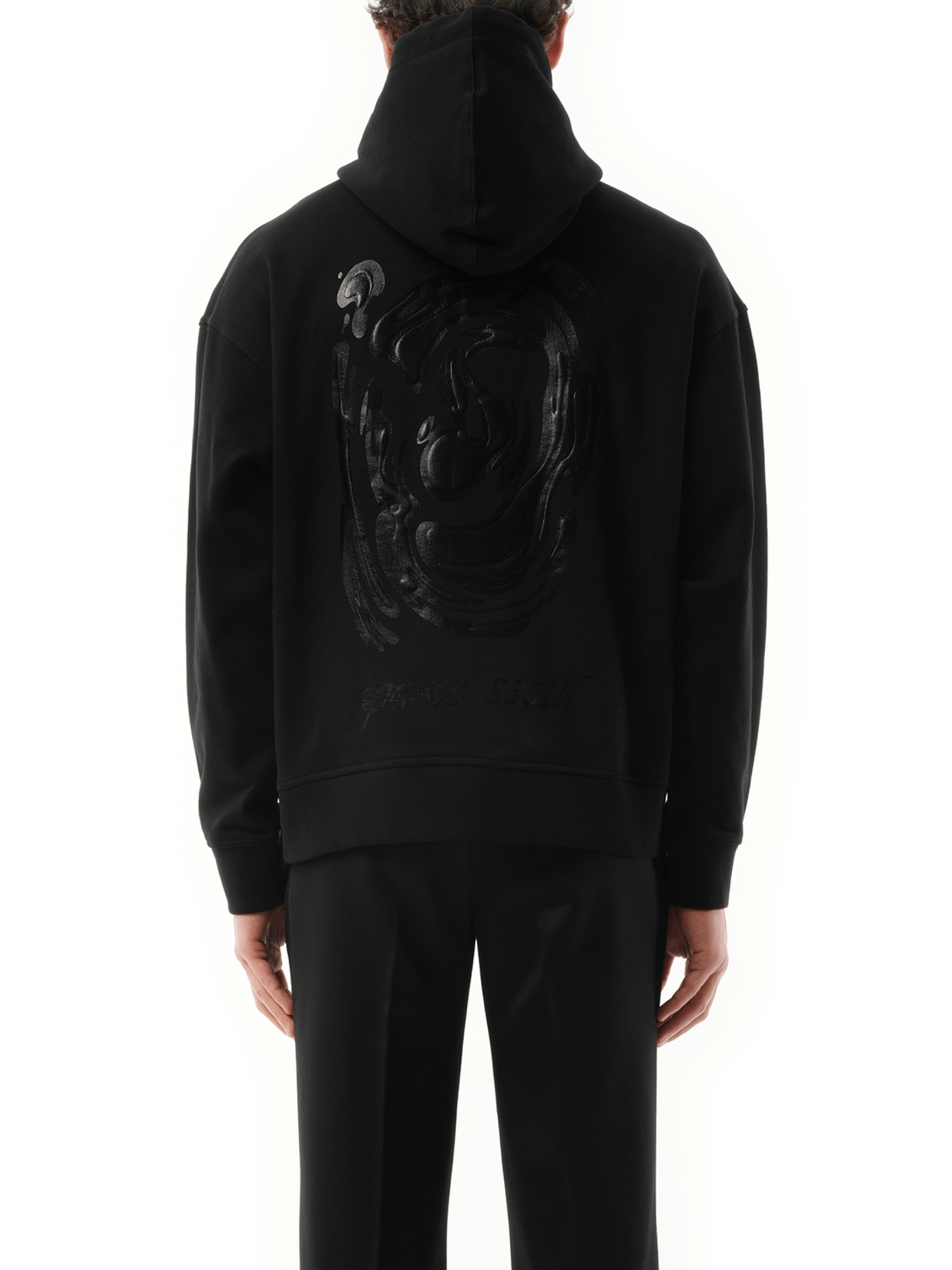 Metallic Print Hoodie in Black