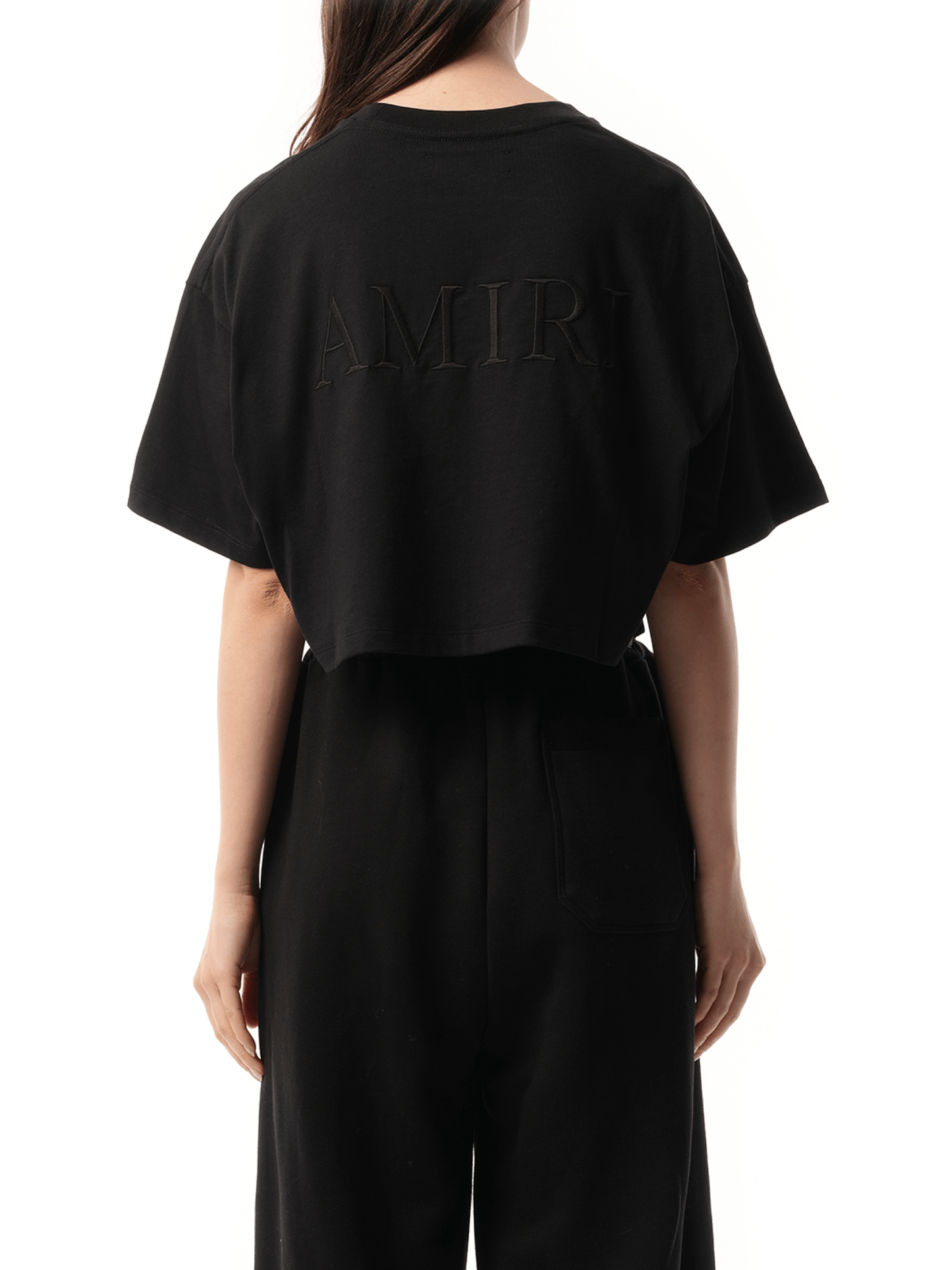 Amiri Embroidered Cropped T-Shirt in Black