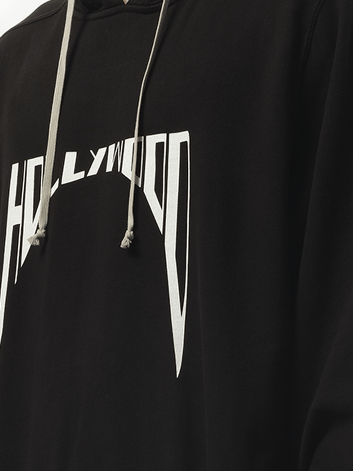 Rick Owens Drkshdw Hollywood Curved Print Oversized Hoodie in Black/Milk