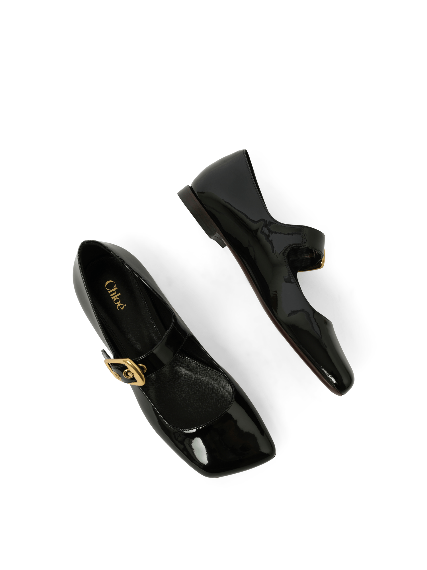 Polly Flat Sandals in Black Top View | CHLOE