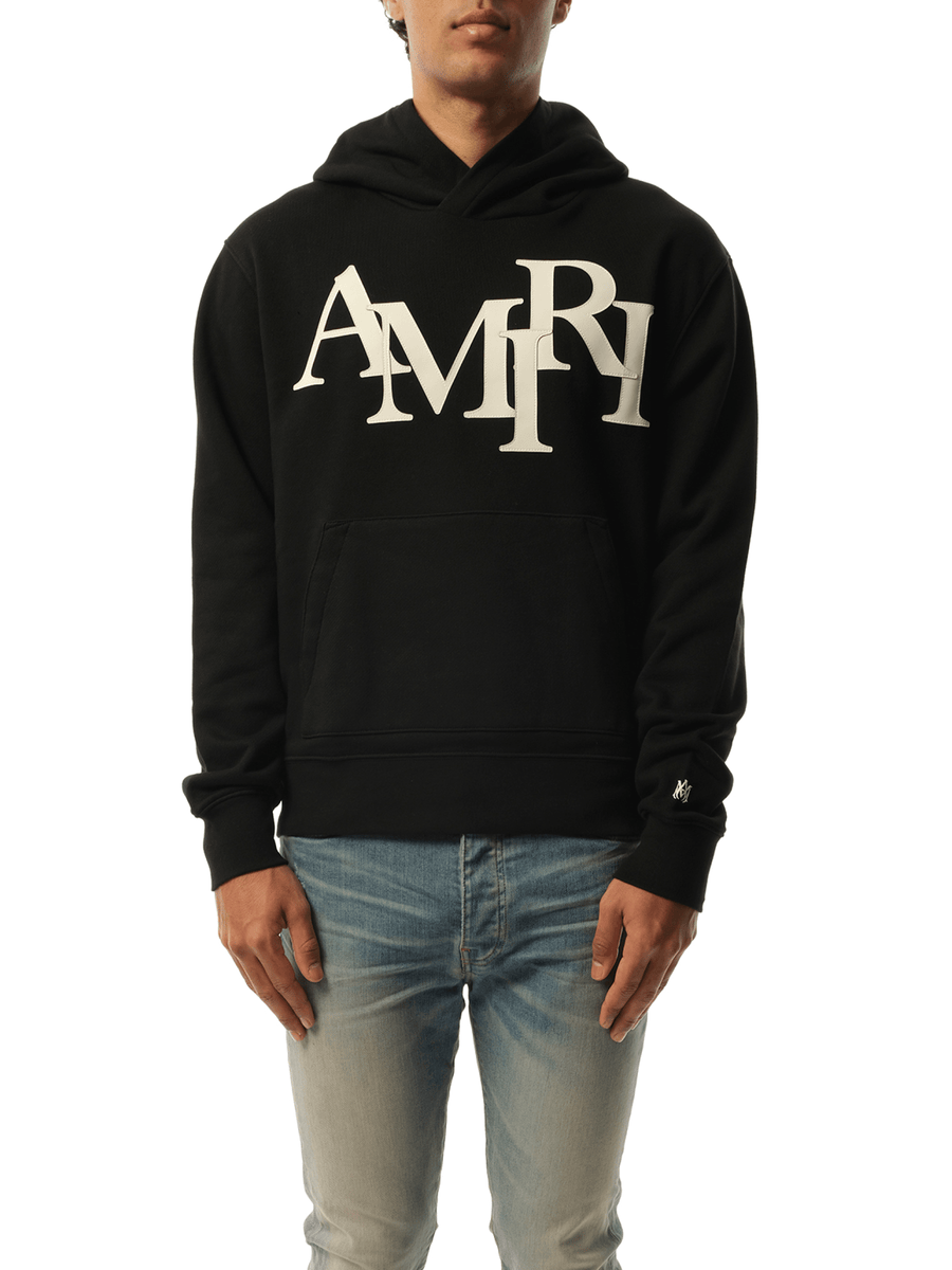 Amiri Amiri Staggered Hoodie in Black/White