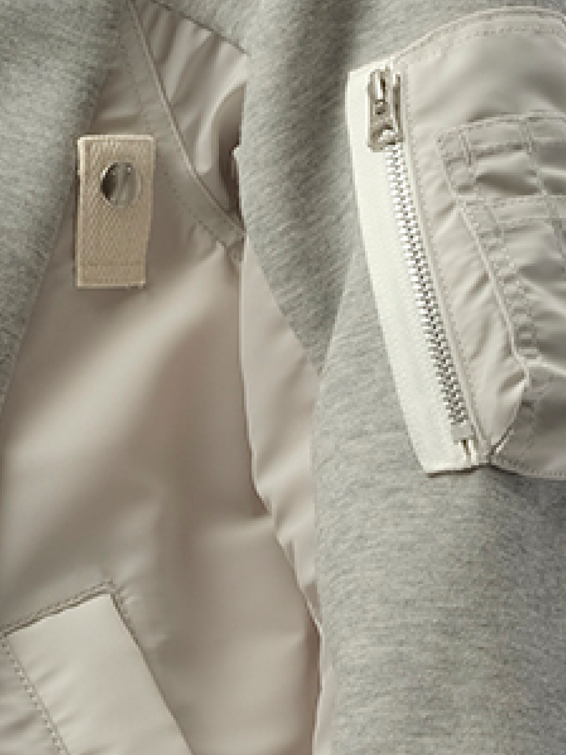 Sacai Sponge Sweat Nylon Twill Zip Hoodie in Light Gray