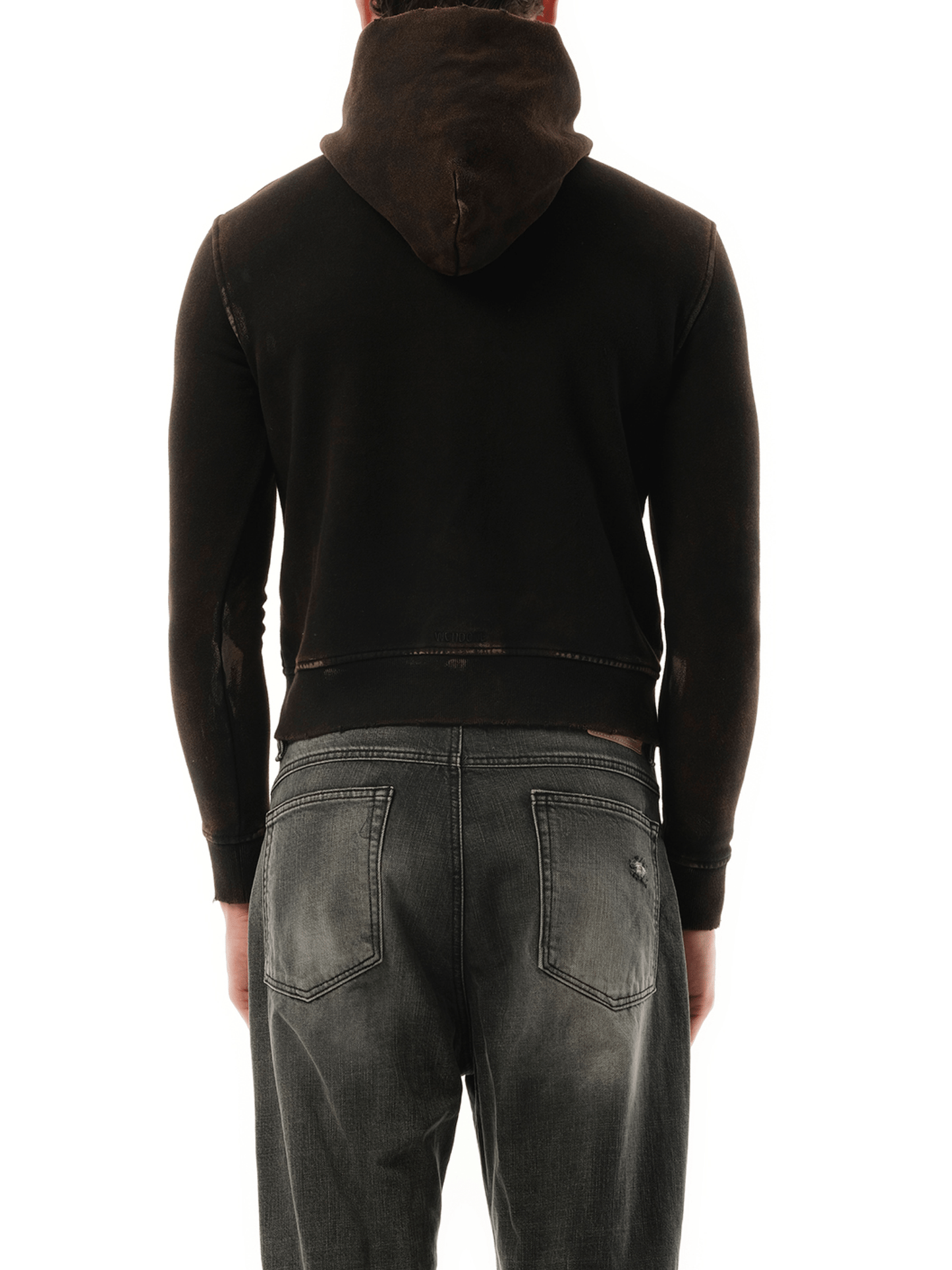 We11Done Piercing Detail Hoodie Zip-Up in Black