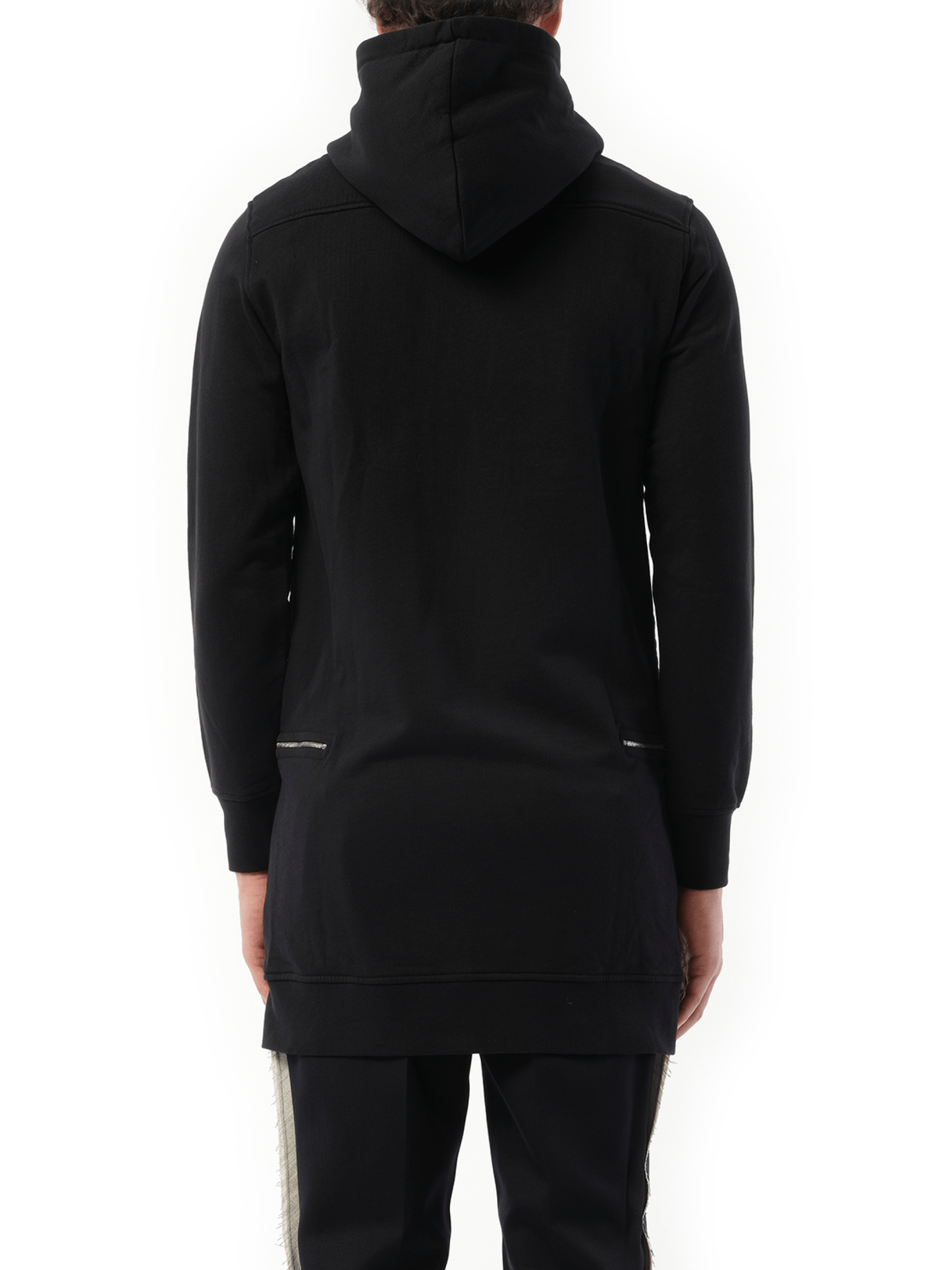 Zip Long Hoodie in Black