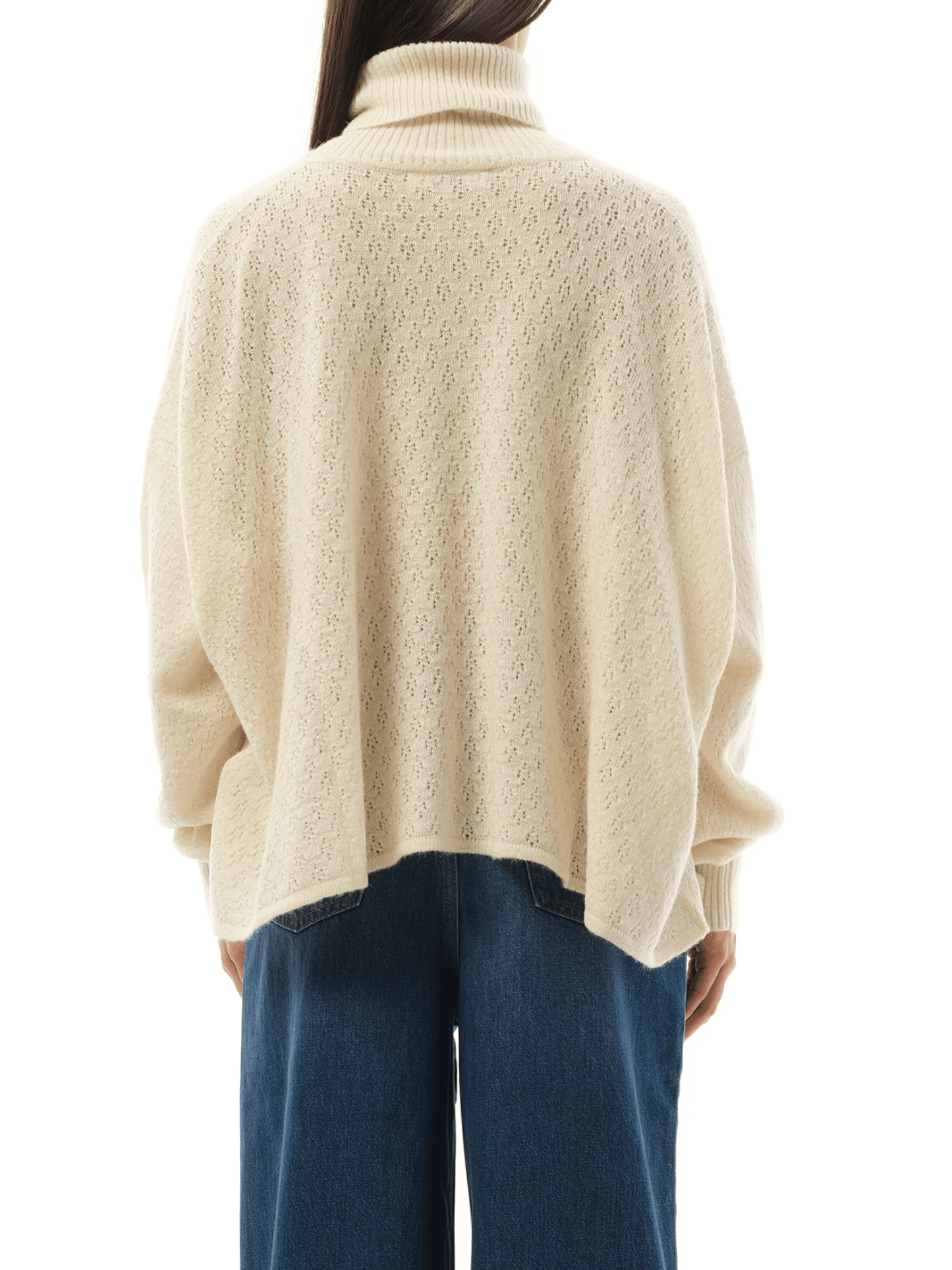 Chloe Fluffy Pointelle Sweater in Iconic Milk