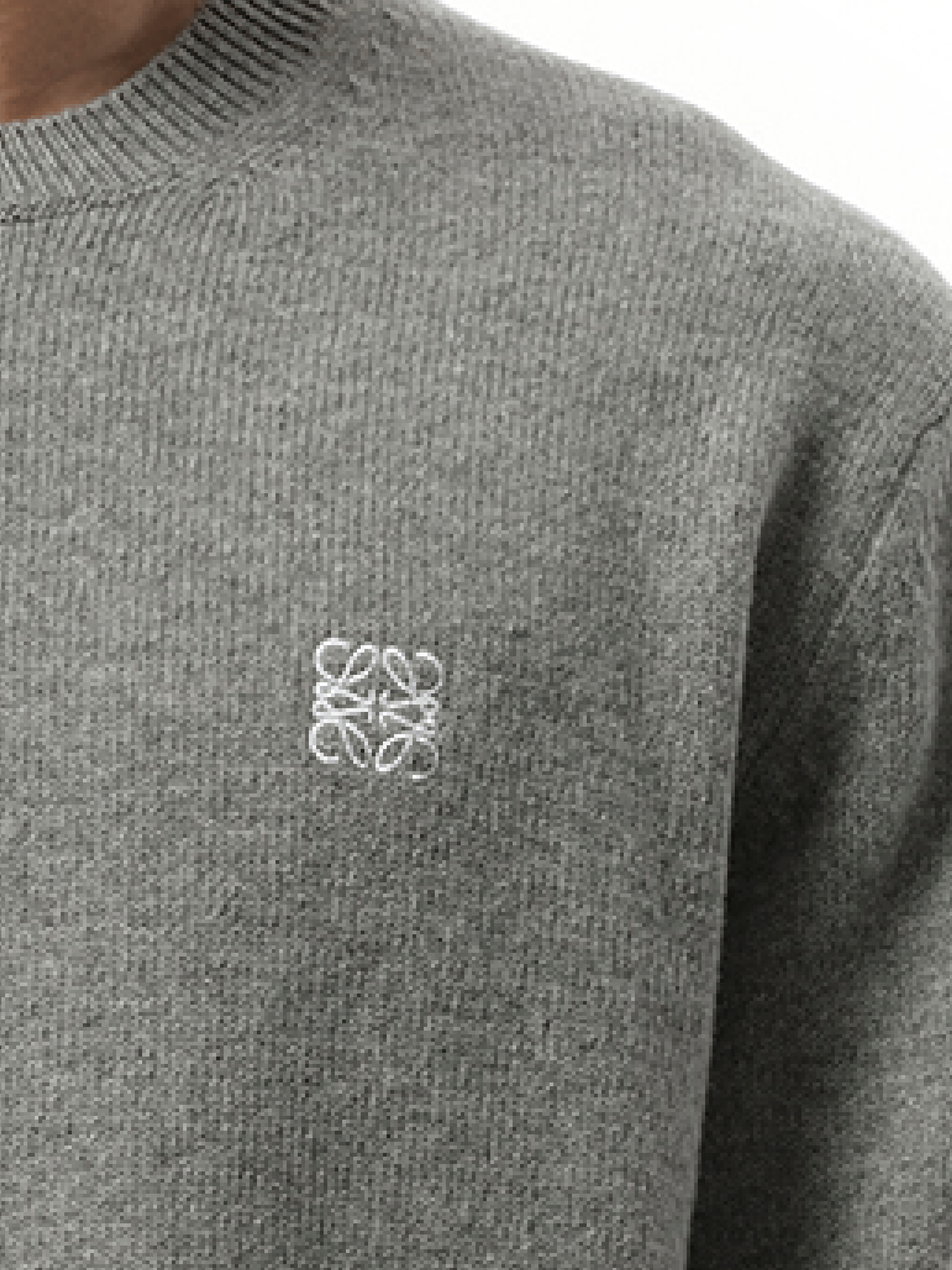 Loewe Anagram Embroidered Knit Sweater in Grey Melange