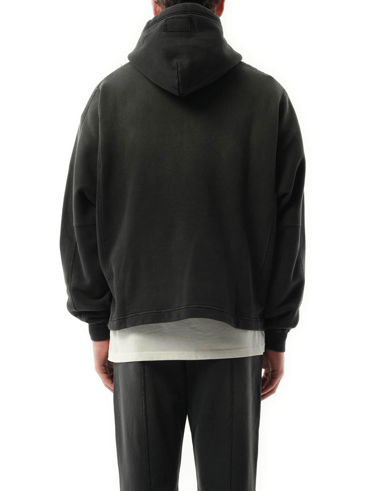 Step Hem Hoodie in Stained Black