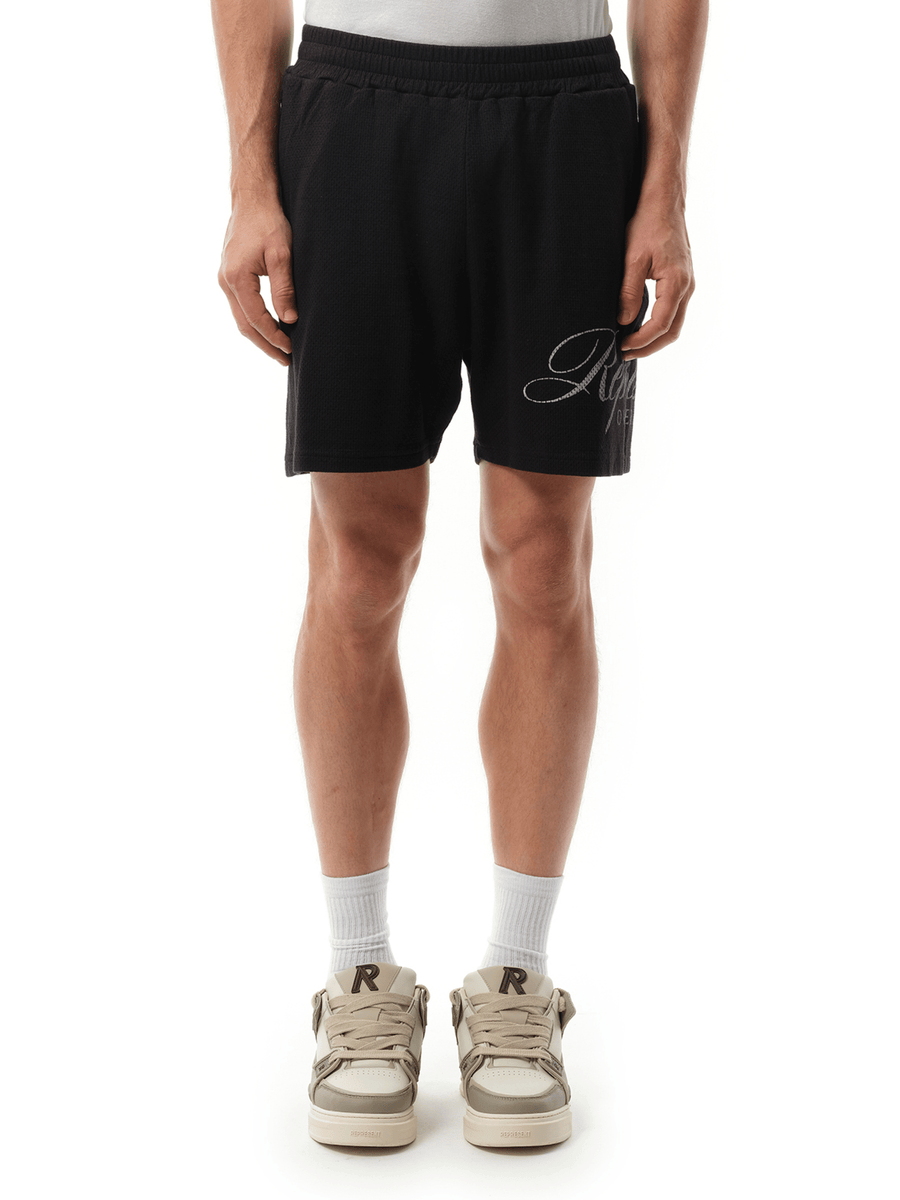 Represent Represent Owners Club Script Mesh Shorts in Black