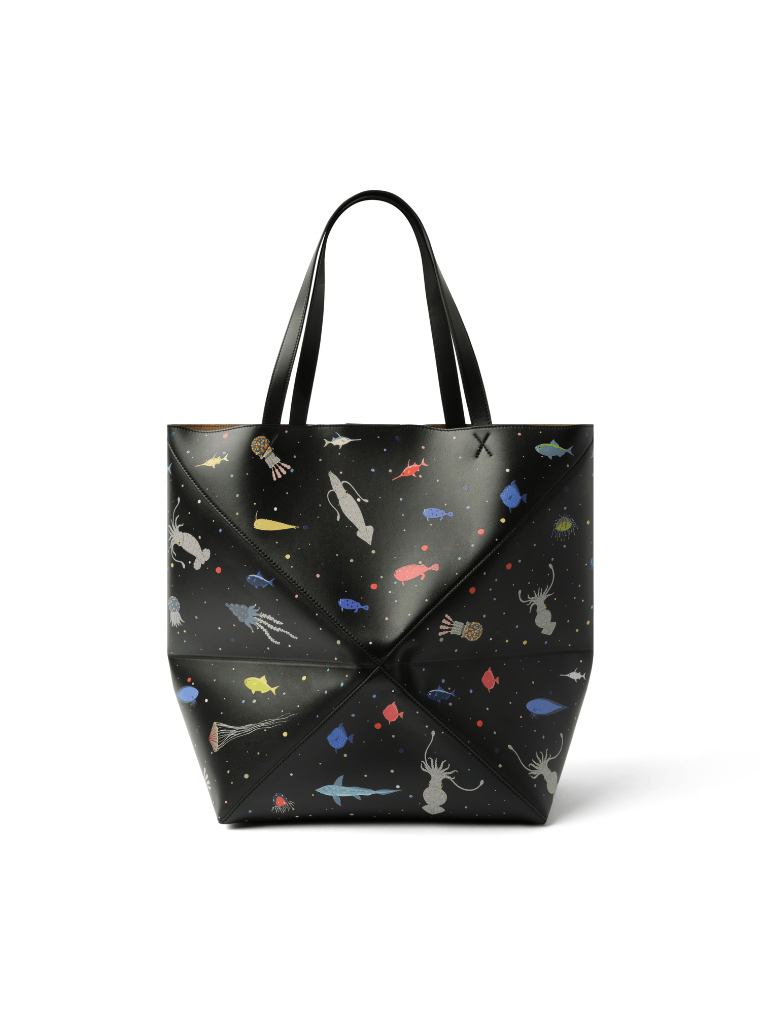 Loewe Suna Fujita Deep Sea Puzzle Fold Tote XL in Black