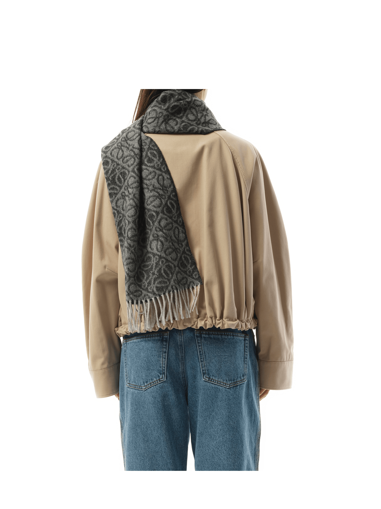 Loewe Anagram Wool Cashmere Scarf in Dark Grey