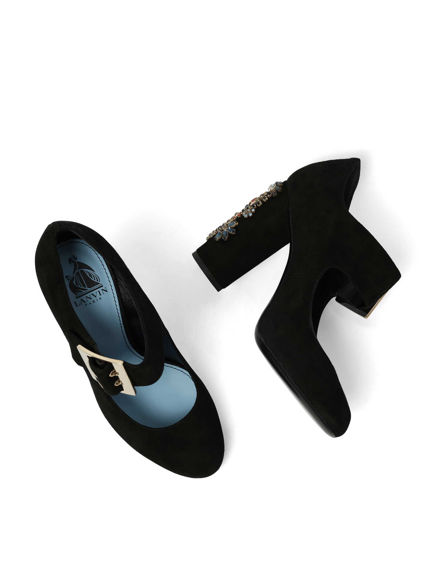 Emb Mary Jane Pump in Black Top View | LANVIN