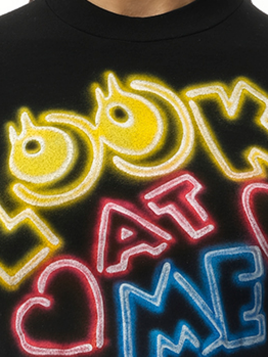 Doublet English Fan-Service Neon Paint T-Shirt in Black