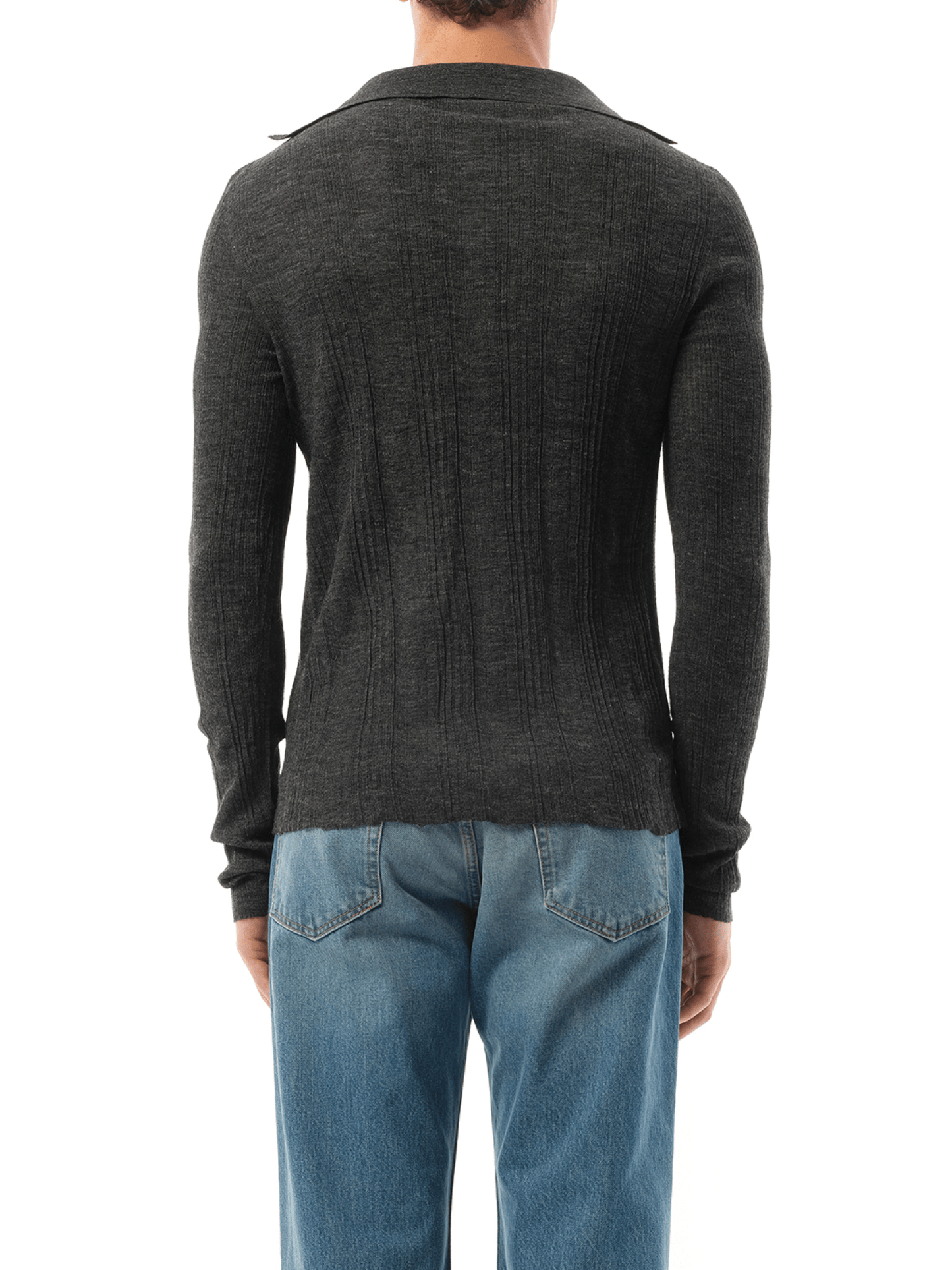 Ribs Open Polo in Ant