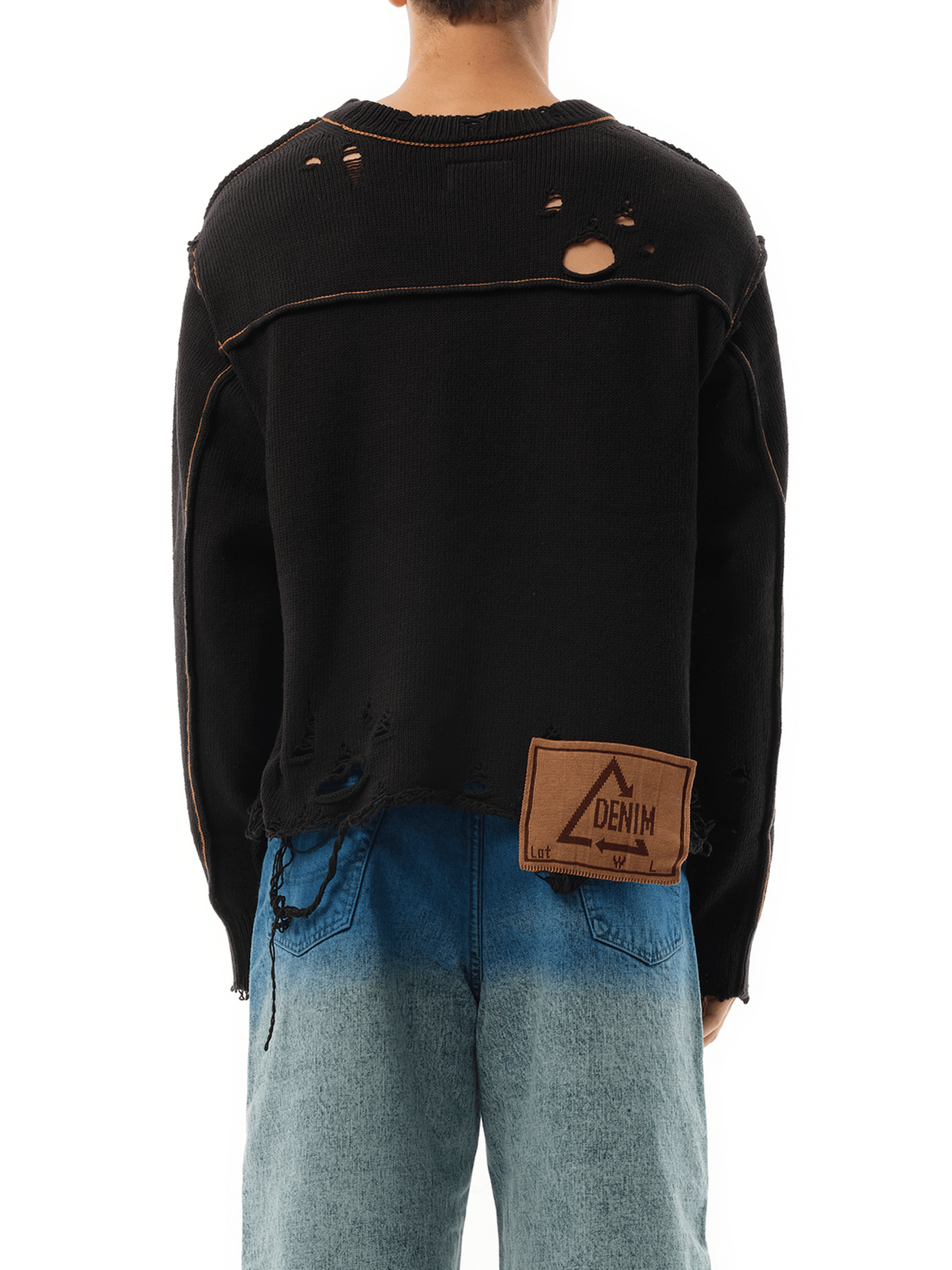 Doublet Recycle Denim Yarn Sweater in Black